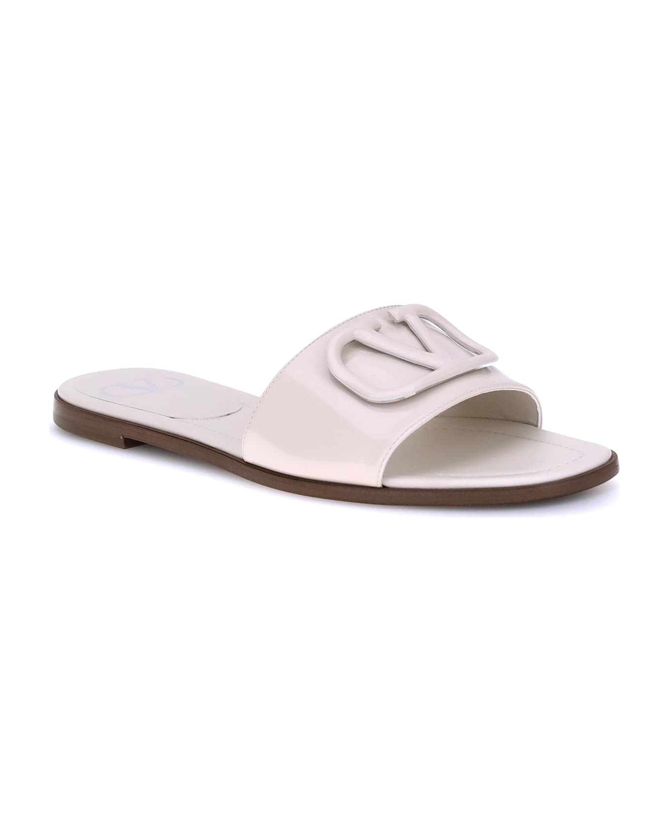 Valentino Garavani Patent Leathe Vlogo Slide Sandals