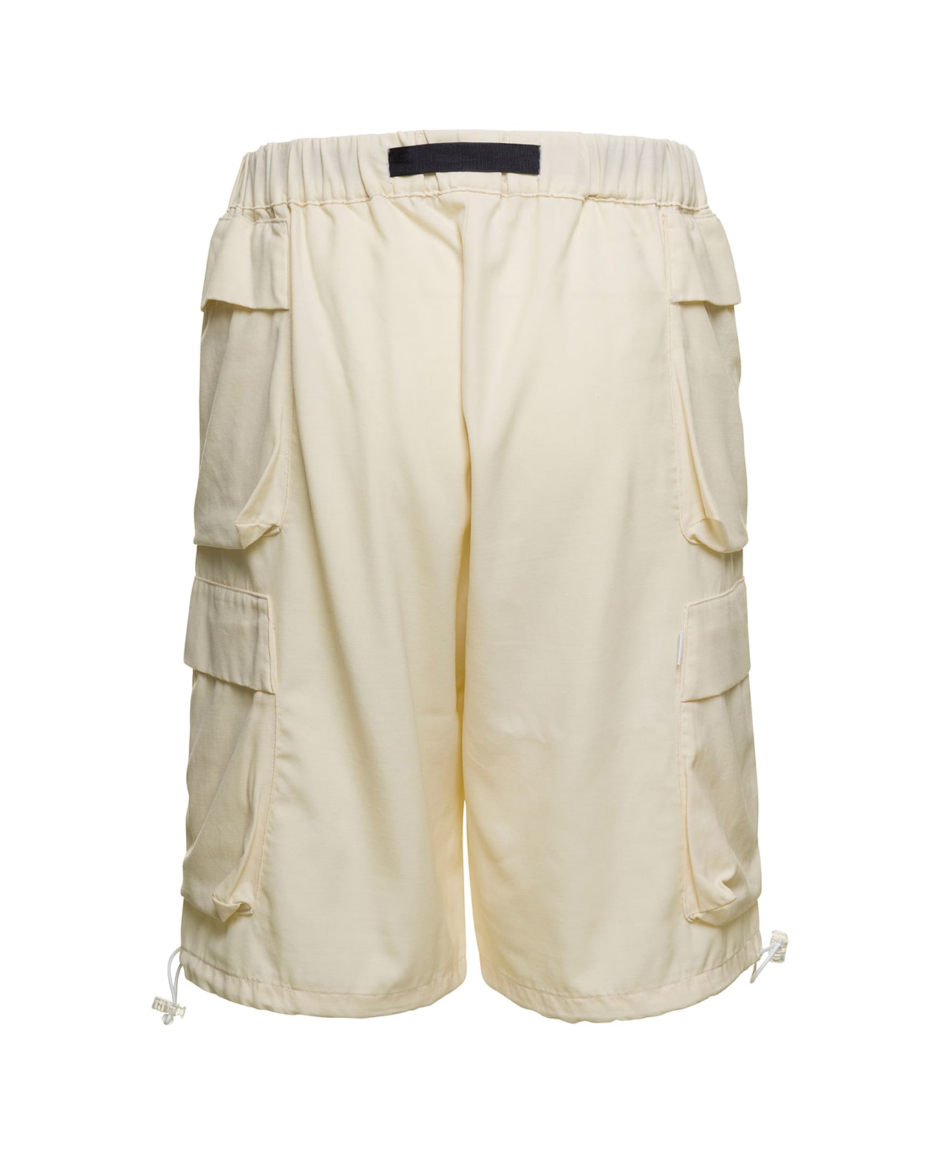 Bonsai Beige Cargo Shorts With Buckle Fastening In Stretch Wool Man - Beige