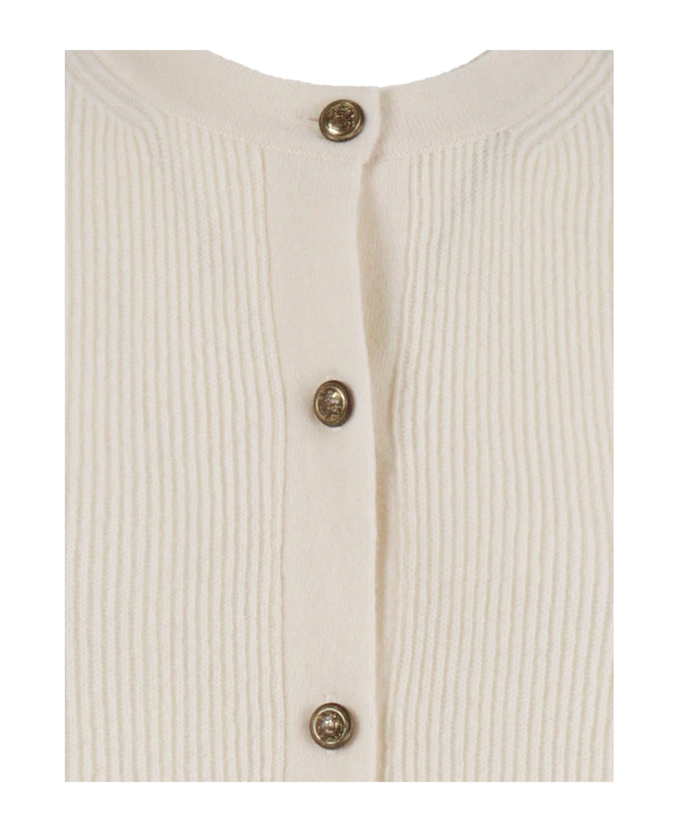 Ballantyne R Neck Cardigan - WHITE