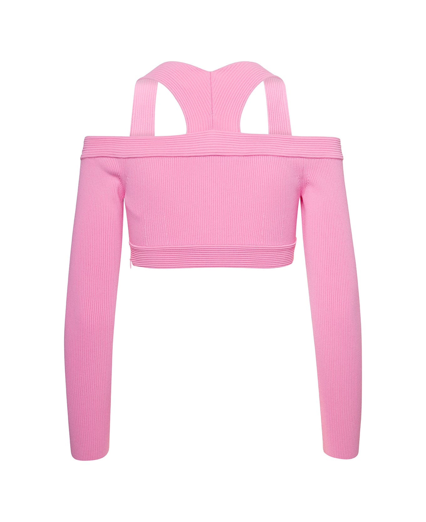 Alexander McQueen Pink Cropped Off-the Shoulder Top In Viscose Woman - Pink トップス
