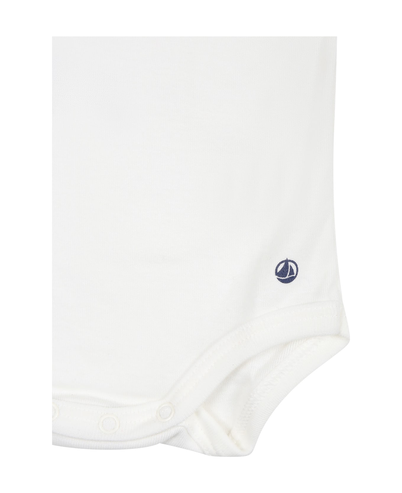 Petit Bateau White Bodysuit For Baby Girl With Ruffles - White ボディスーツ＆セットアップ