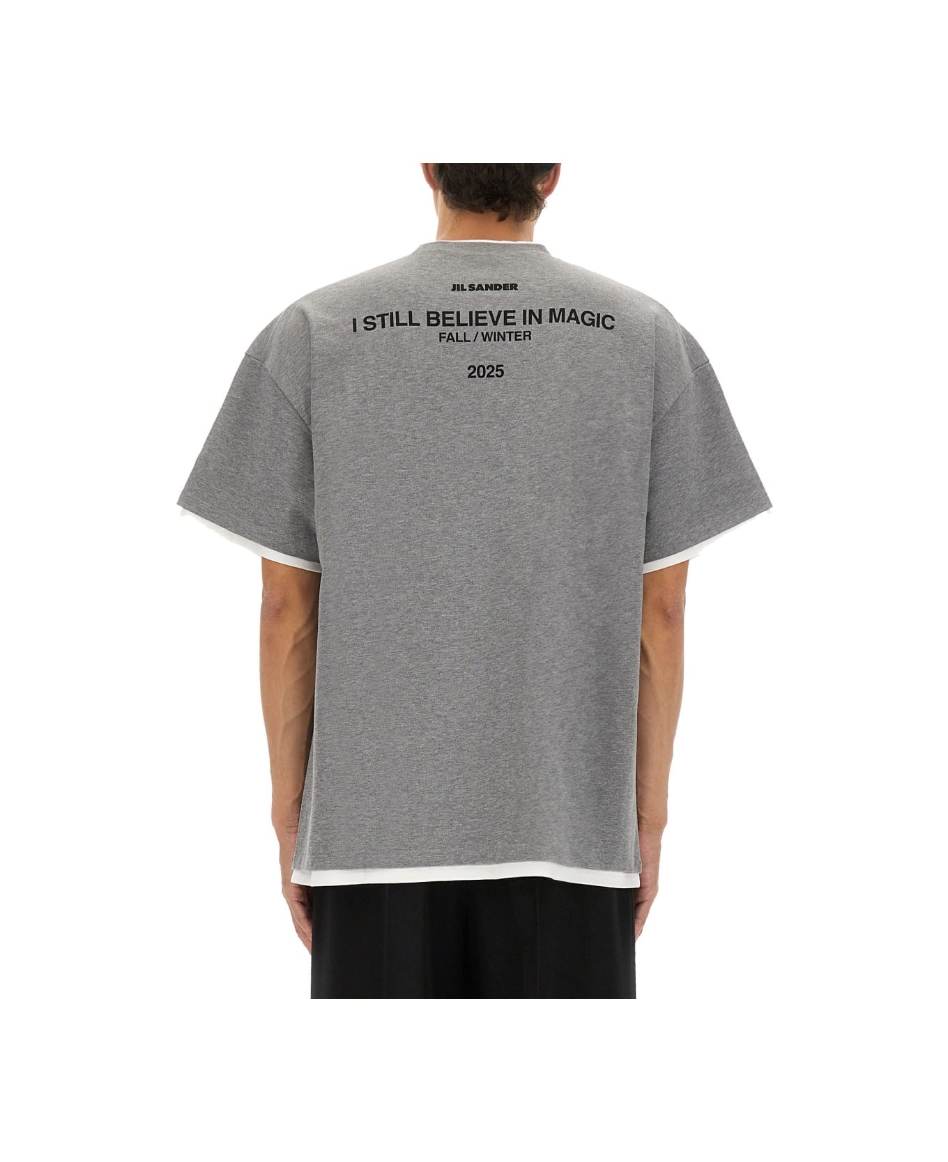 Jil Sander Double Layer Cotton T-shirt - GREY