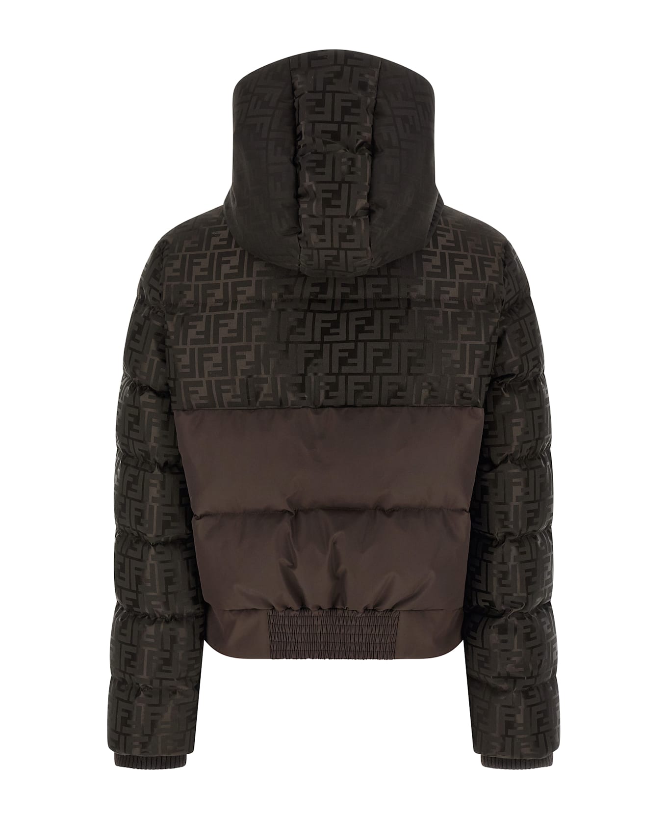 Fendi Ff Nylon Down Jacket - Brown