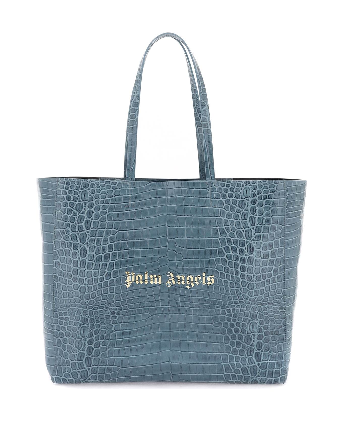 Palm Angels Leather Shopping Bag - BLUE GOLD (Light blue)