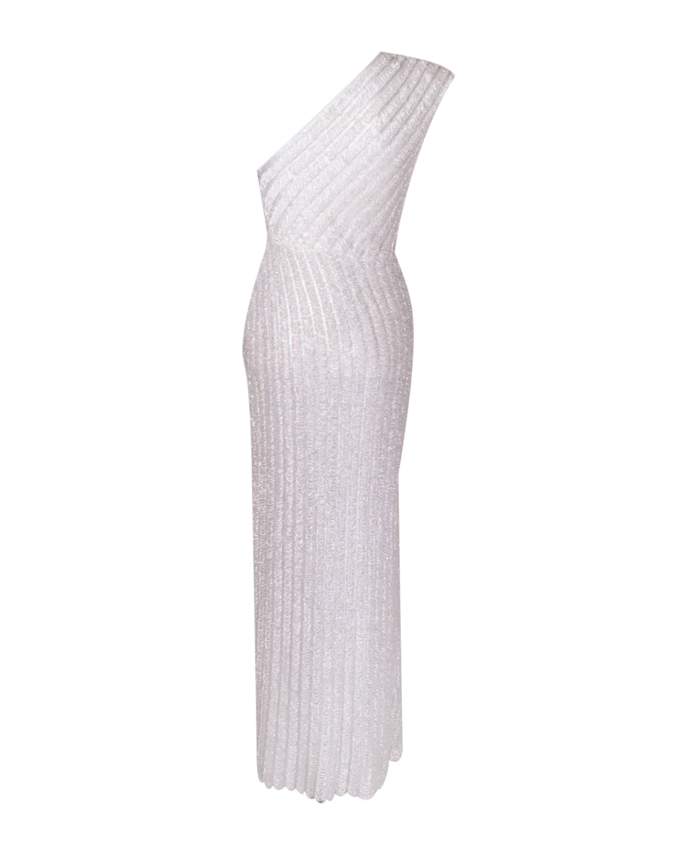 Raisa Vanessa One Shoulder Sequin Maxi Dress - White ワンピース＆ドレス