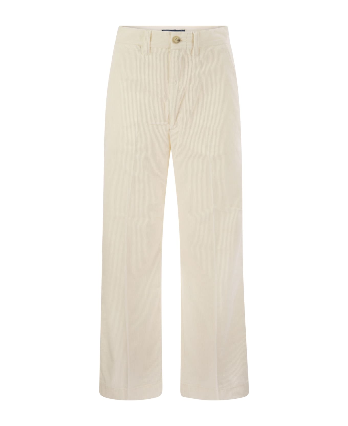 Ralph Lauren Corduroy Wide-leg Cropped Trouser Polo Ralph Lauren - Ivory