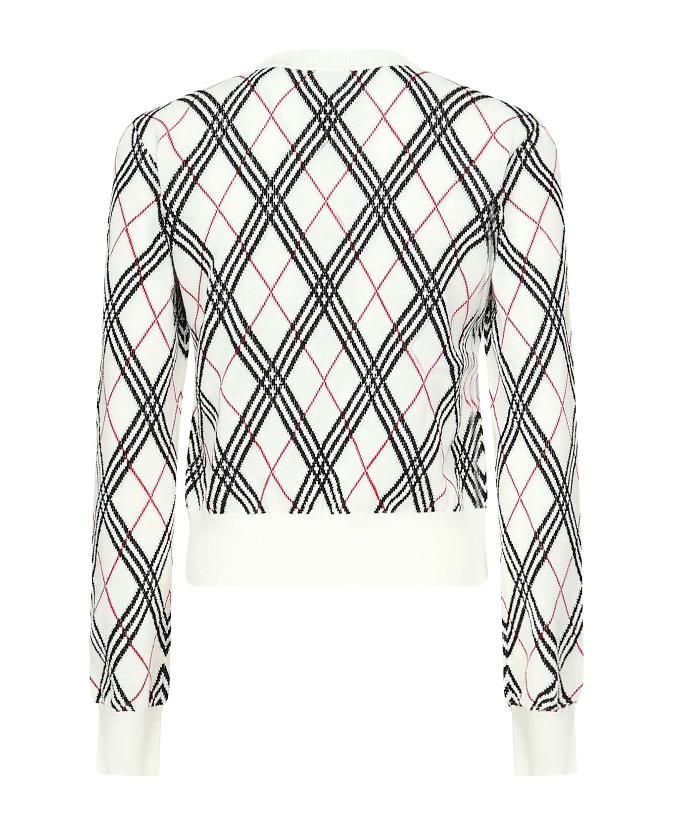 Burberry Argyle Cropped Sweaterb - White