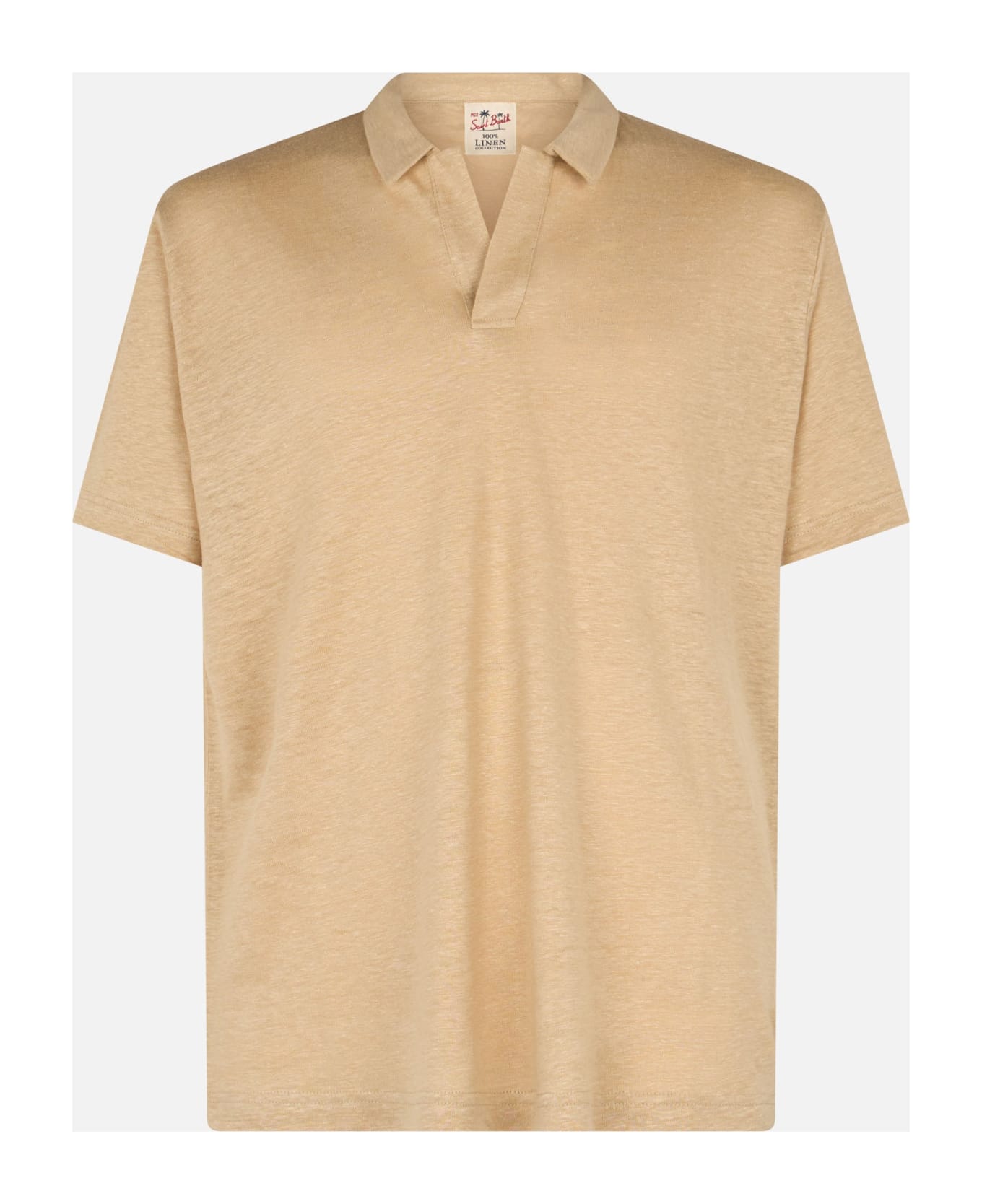 MC2 Saint Barth Beige Linen Buttonless Polo Shirt Fraser - WHITE