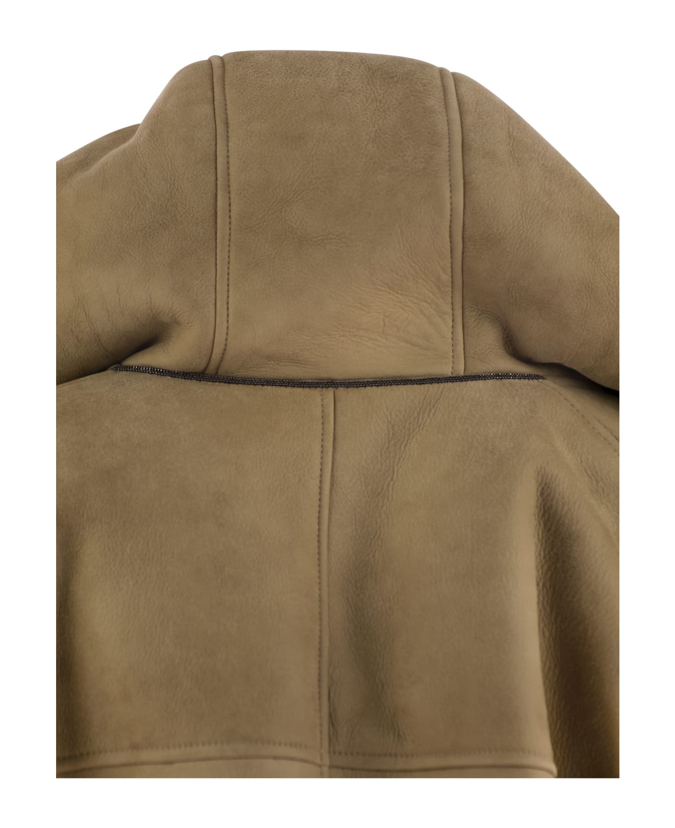 Brunello Cucinelli Reversible Shearling Outerwear With Jewellery - Camel