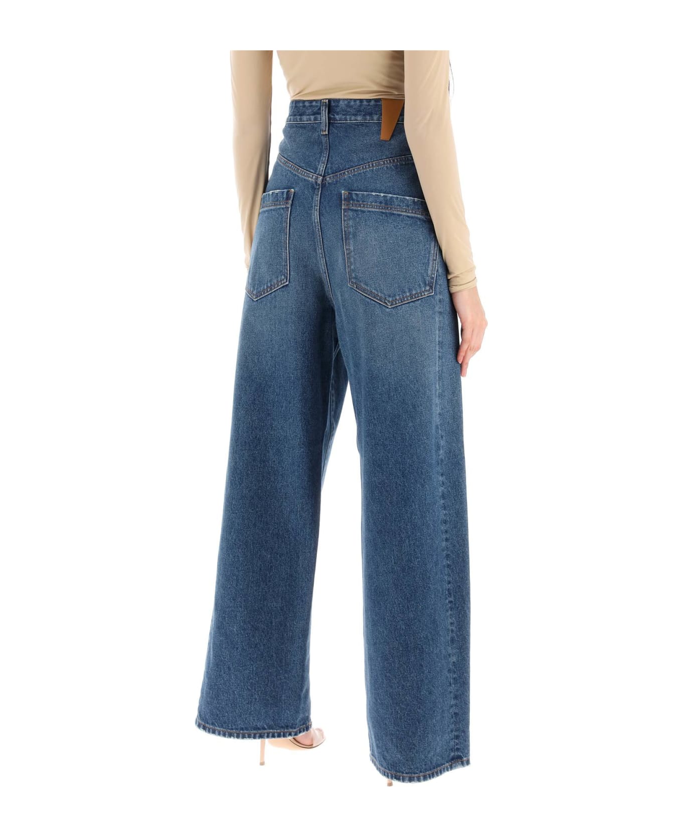 DARKPARK 'ines' Baggy Jeans With Folded Waistband - MEDIUM WASH (Light blue) デニム