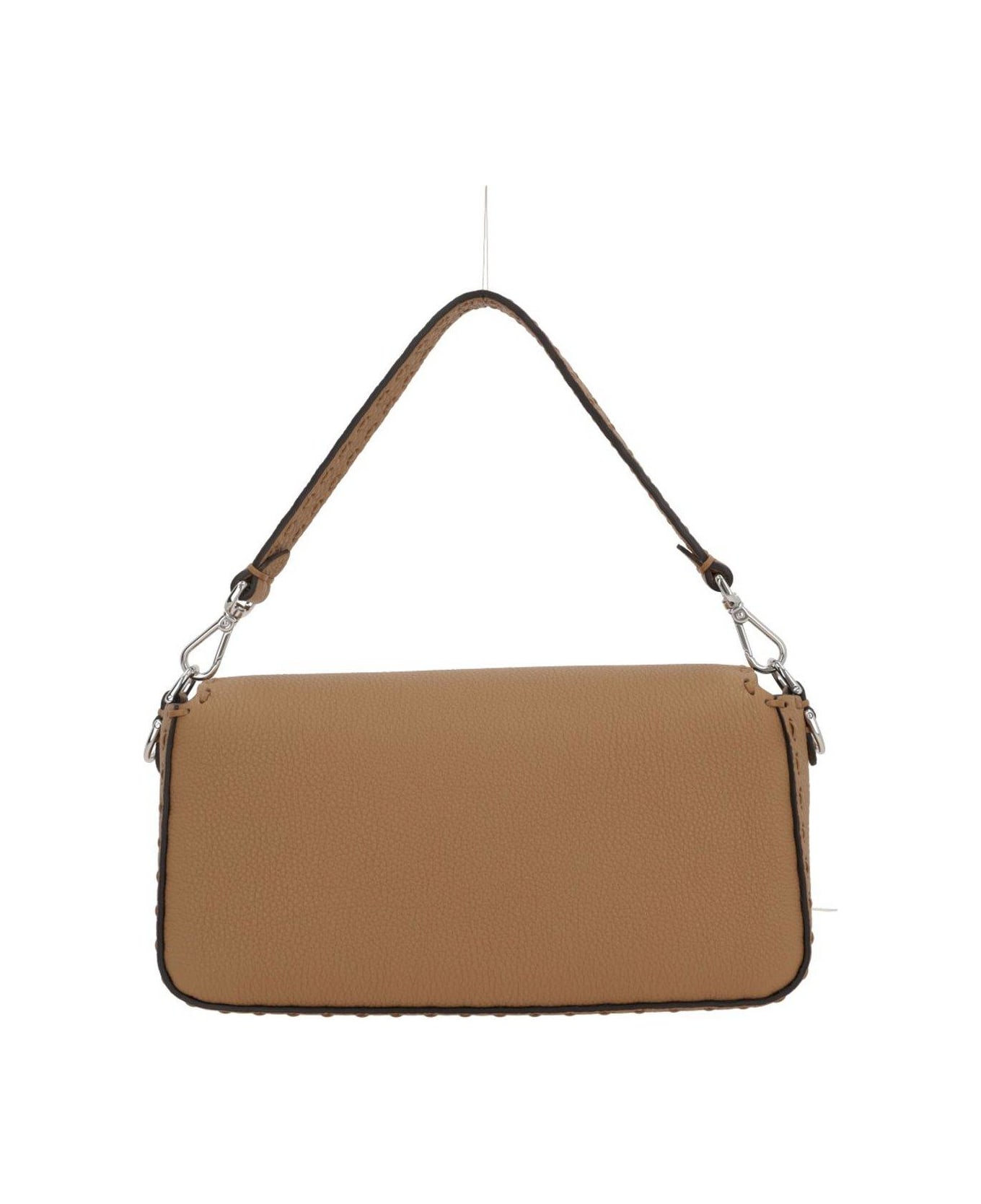 Fendi Ff Plaque Foldover-top Shoulder Bag - CAPPUCCINO+PALLADIO