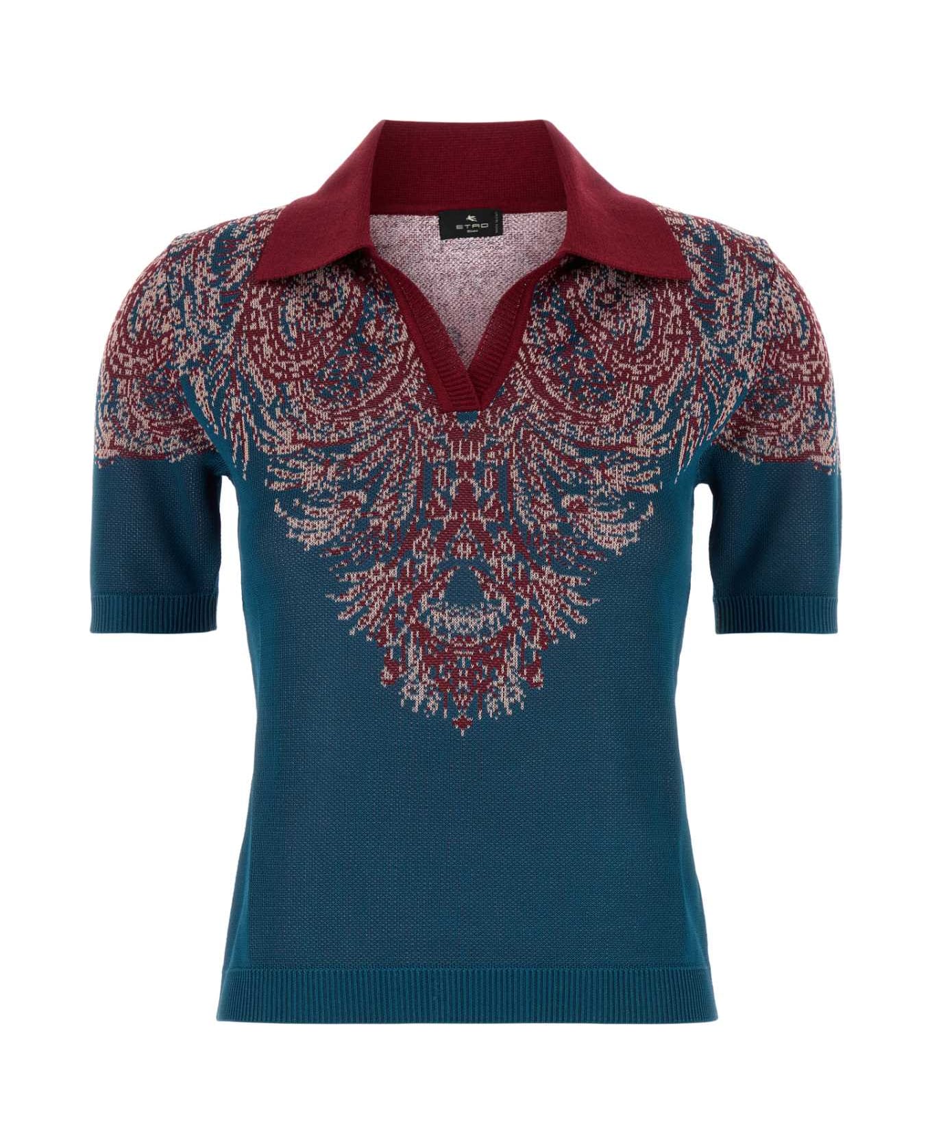 Etro Air Force Blu Viscose Blend Polo Shirt - X0883