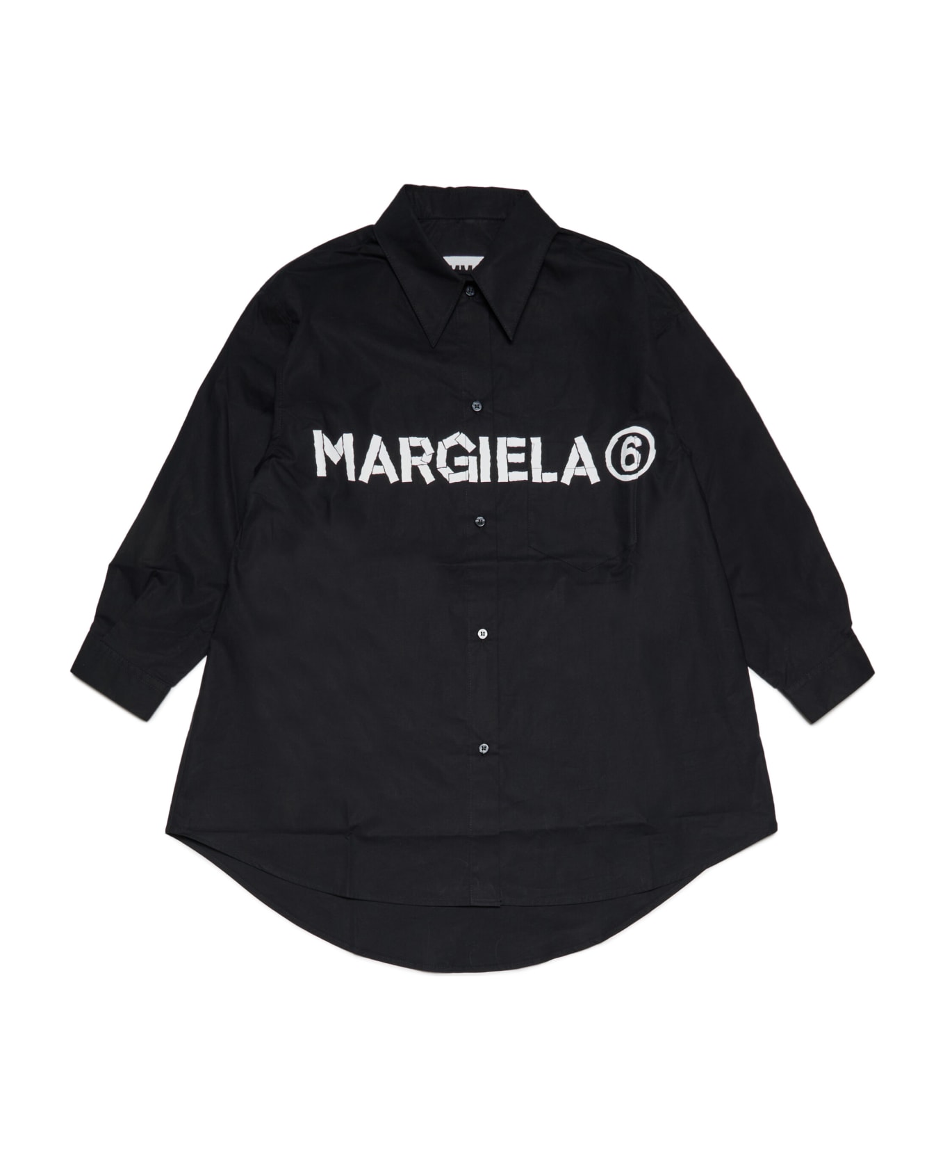 MM6 Maison Margiela Mm6d80u Dress Maison Margiela 'a-shape' Poplin Shirt Dress With Logo - Black