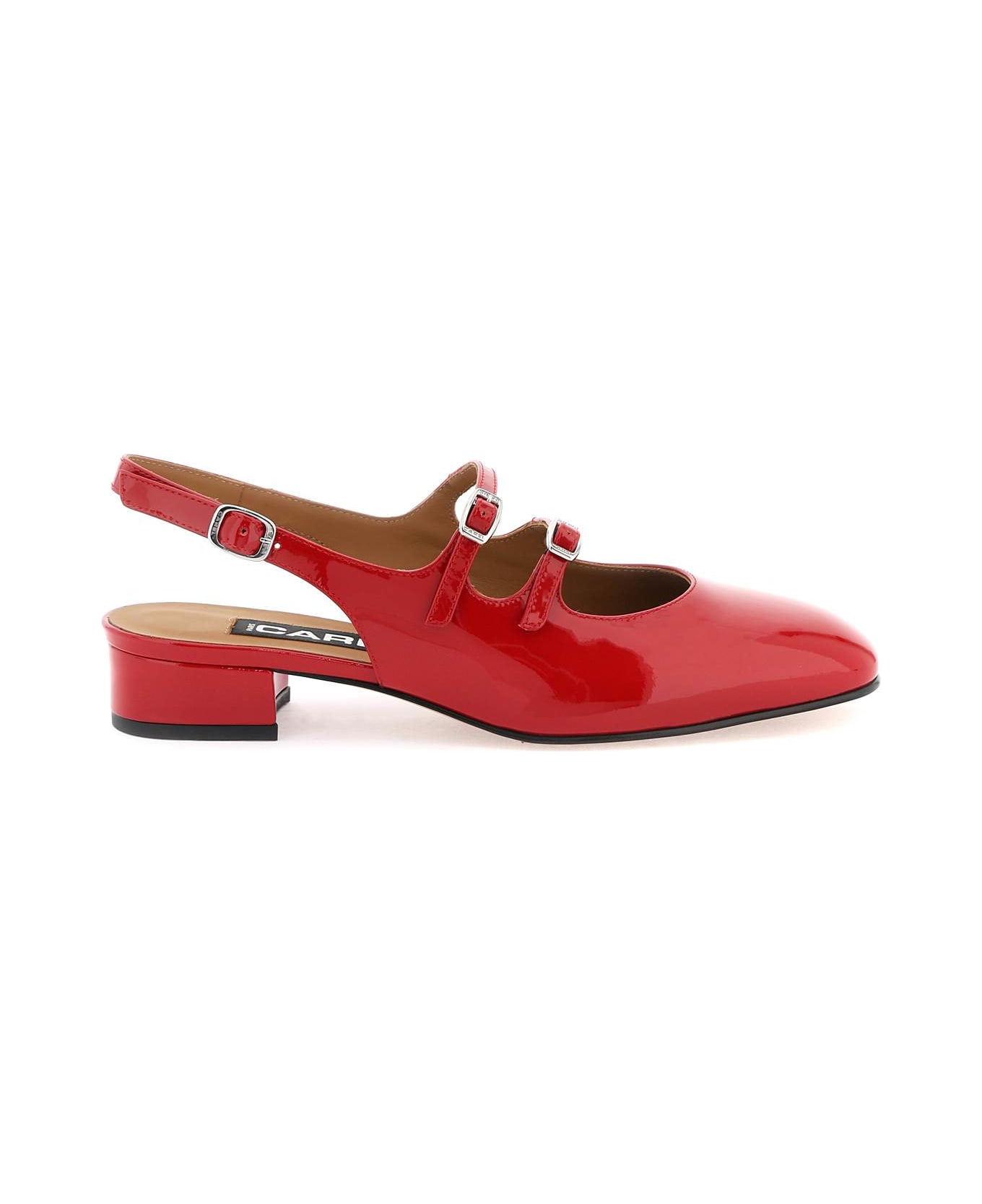 Carel Patent Leather Pêche Slingback Mary Jane - ROUGE (Red) ハイヒール