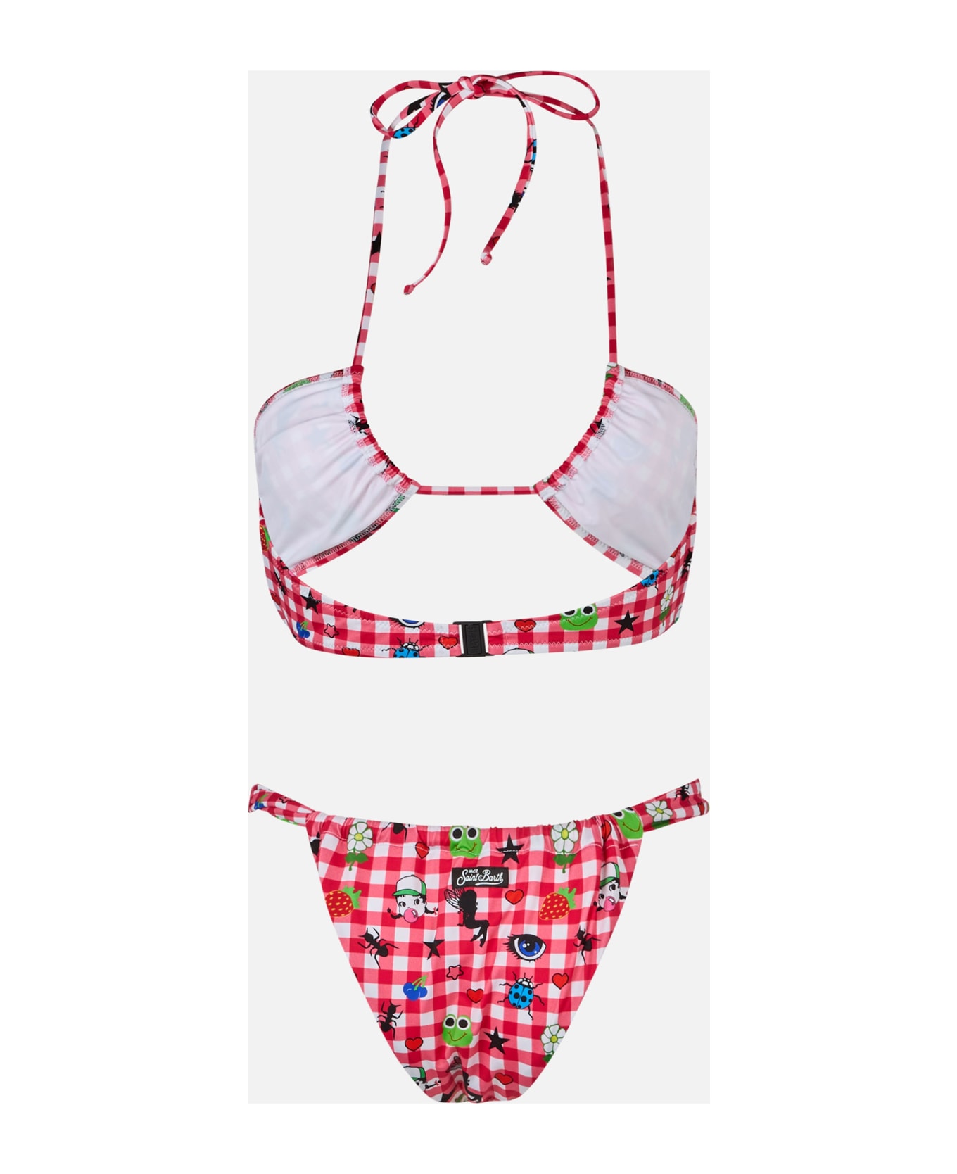 MC2 Saint Barth Women Beandeau Bikini Dahelle With Gingham And Fancy Print | Beepy Bella Special Edition - RED