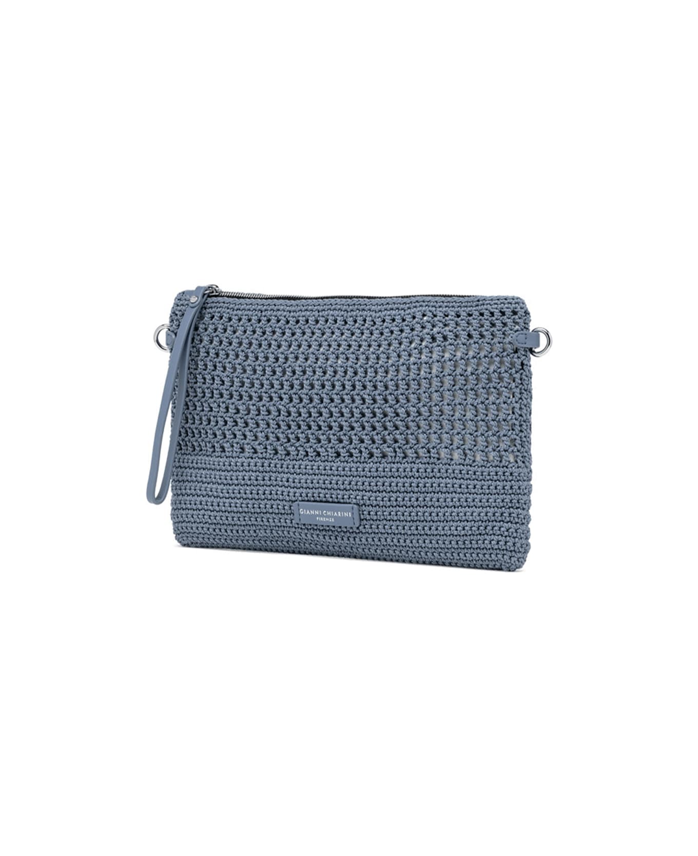 Gianni Chiarini Victoria Blue Clutch Bag In Crochet Fabric - ARTICO