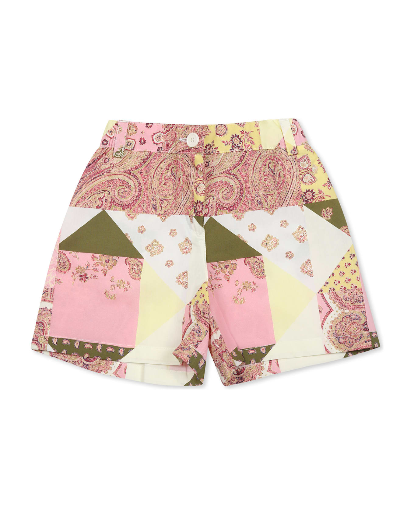 Etro Multicolor Shorts For Baby Girl With Paisley Patchwork Print - Multicolor