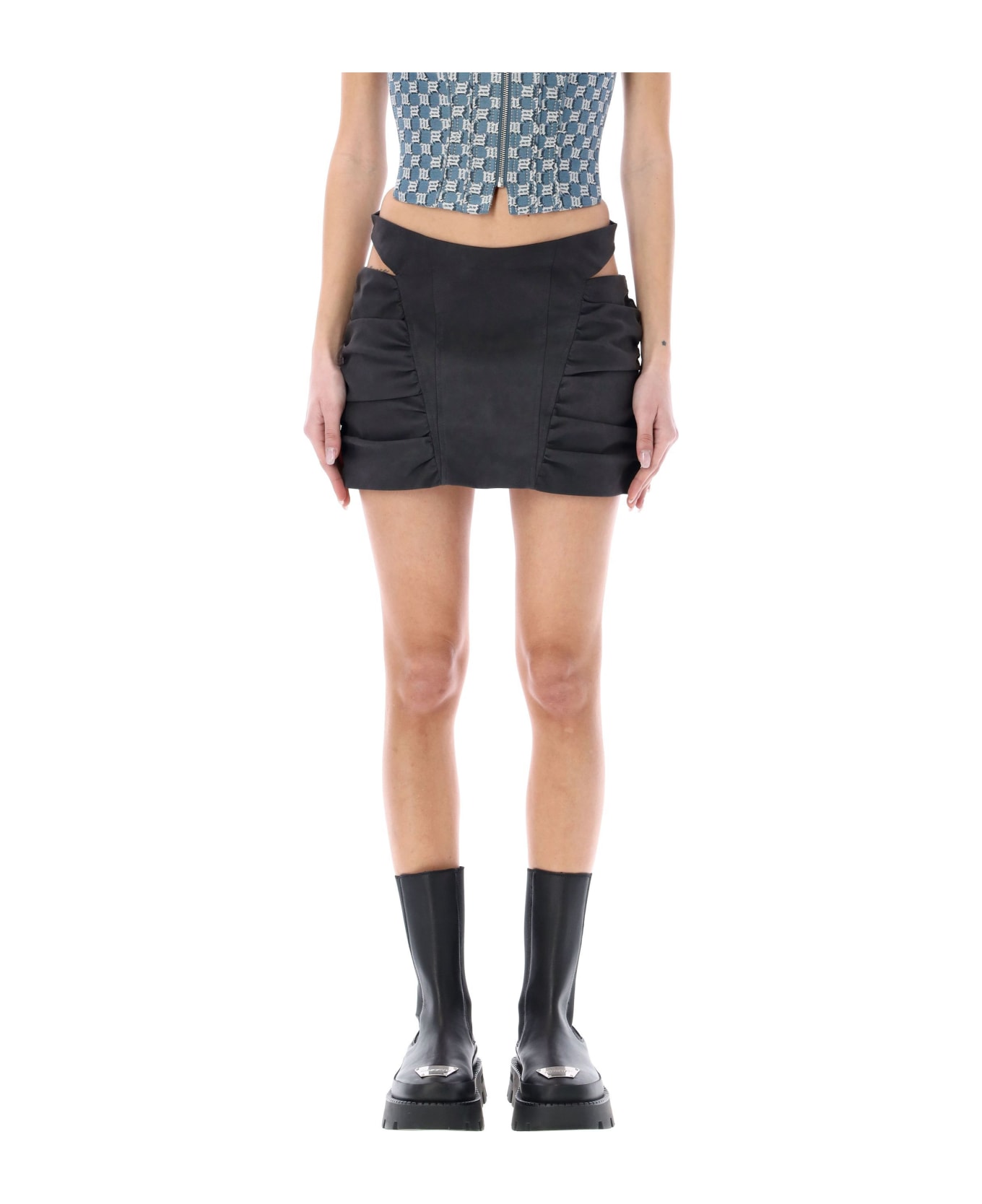 MISBHV Ruched Mini Skirt - BLACK