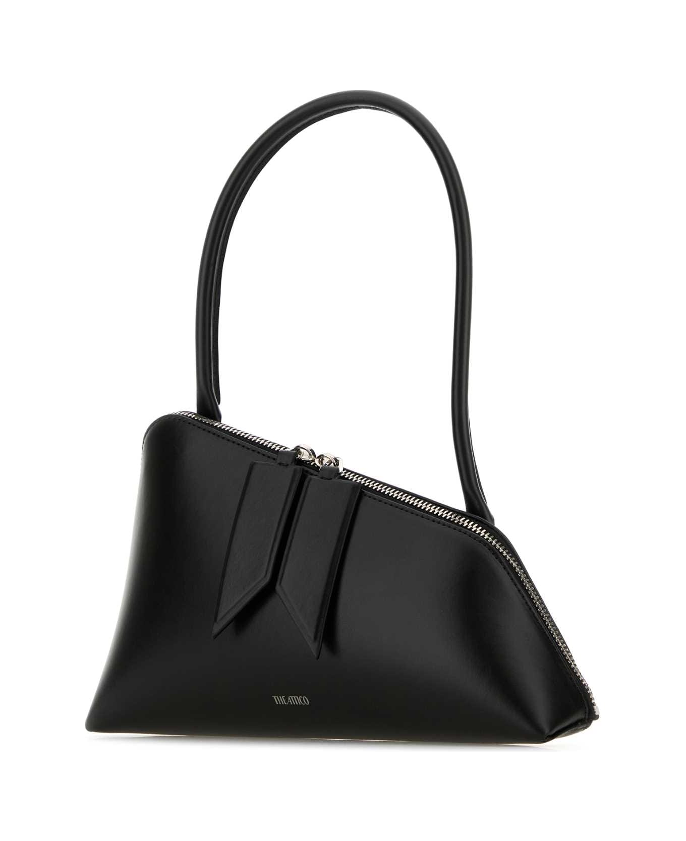 The Attico Black Leather Sunrise Shoulder Bag - Black