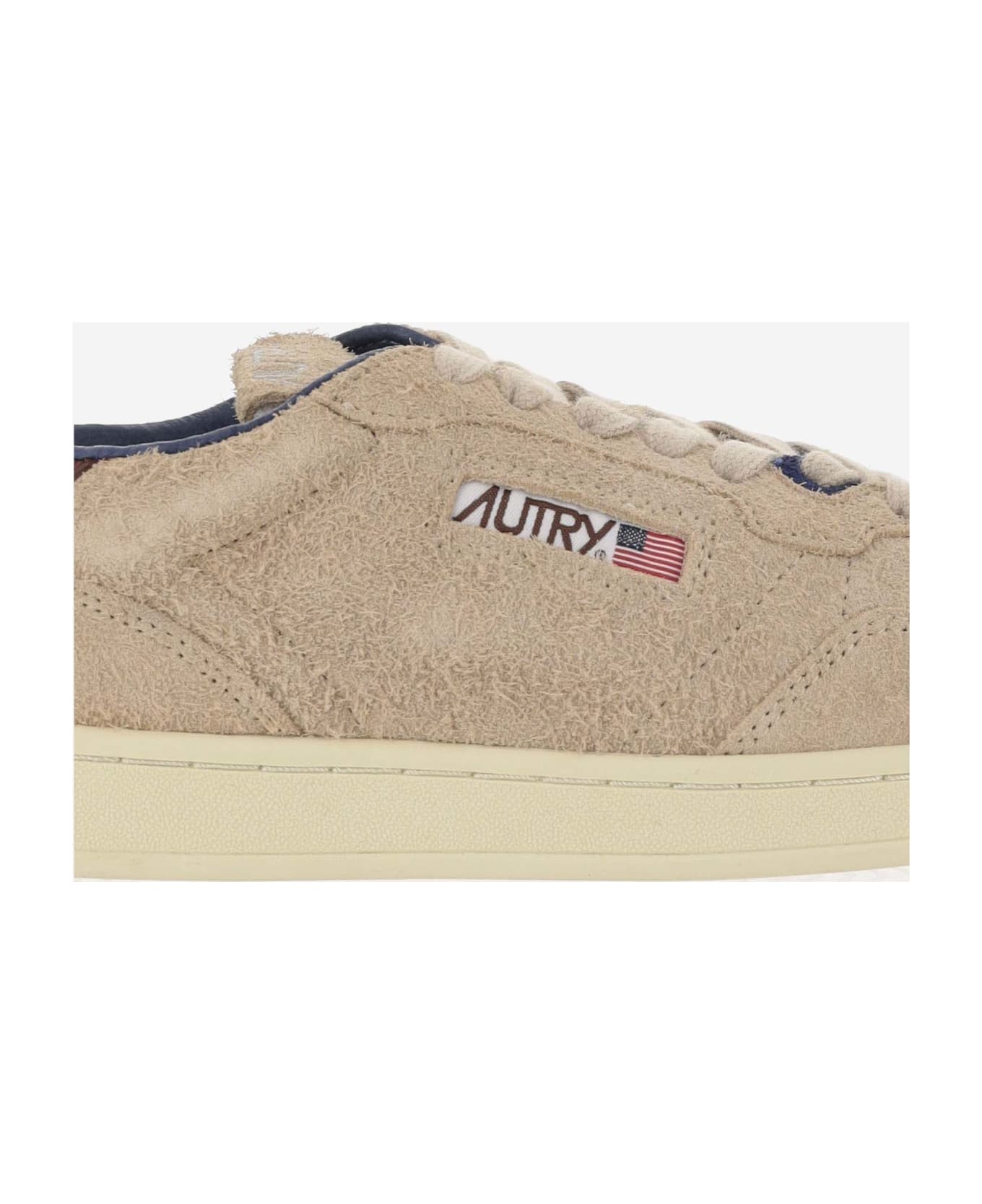 Autry Medalist Low Sneakers In Suede Hair Sand Effect