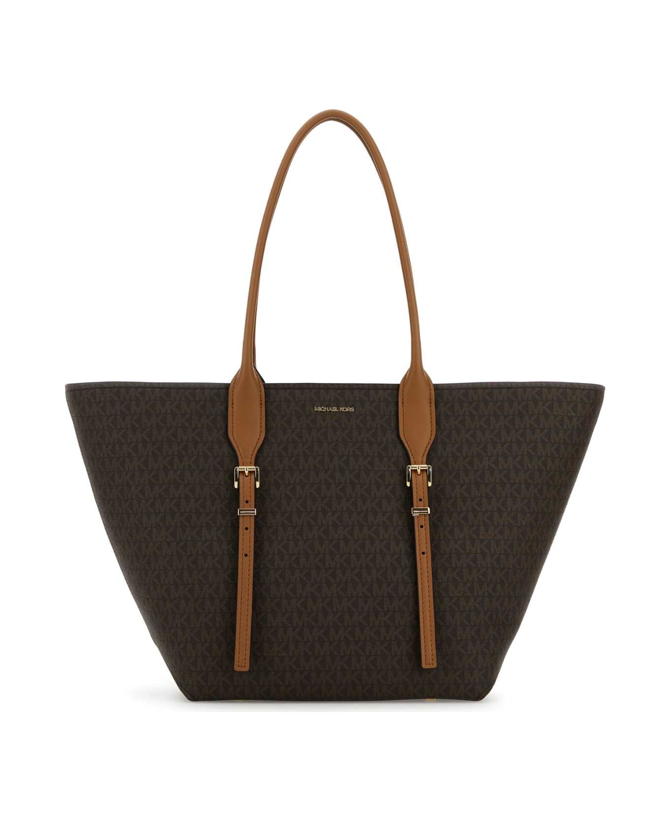 Michael Kors Printed Canvas Moore Shopping Bag - BRNACORN