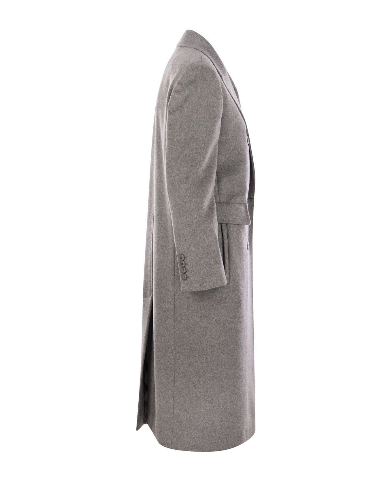 Max Mara Studio Double-breasted Long-sleeved Coat - Grey