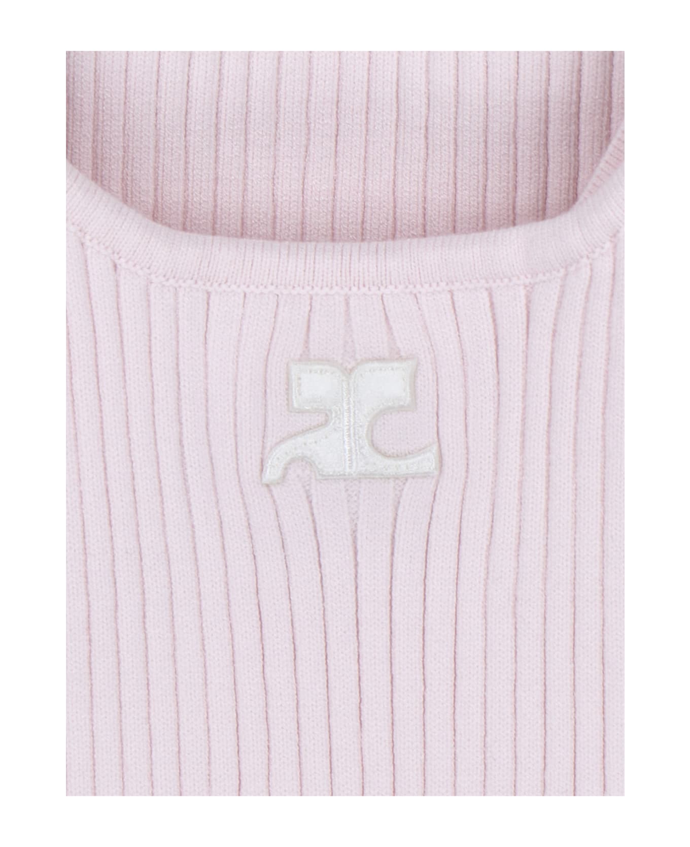 Courrèges Logo Ribbed Top - Pink タンクトップ