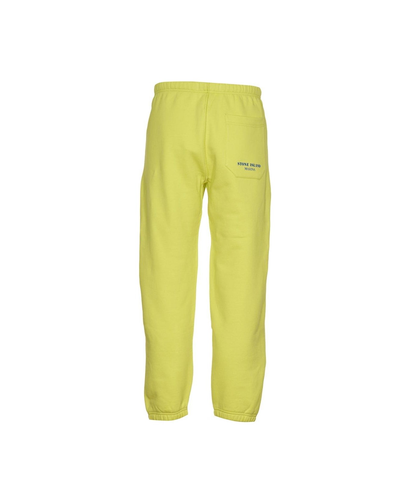 Stone Island Logo Printed Tapered-leg Pants - Yellow