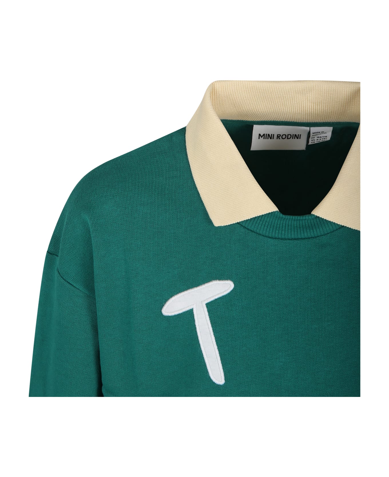 Mini Rodini Green Sweatshirt For Kids With Writing - Green ニットウェア＆スウェットシャツ