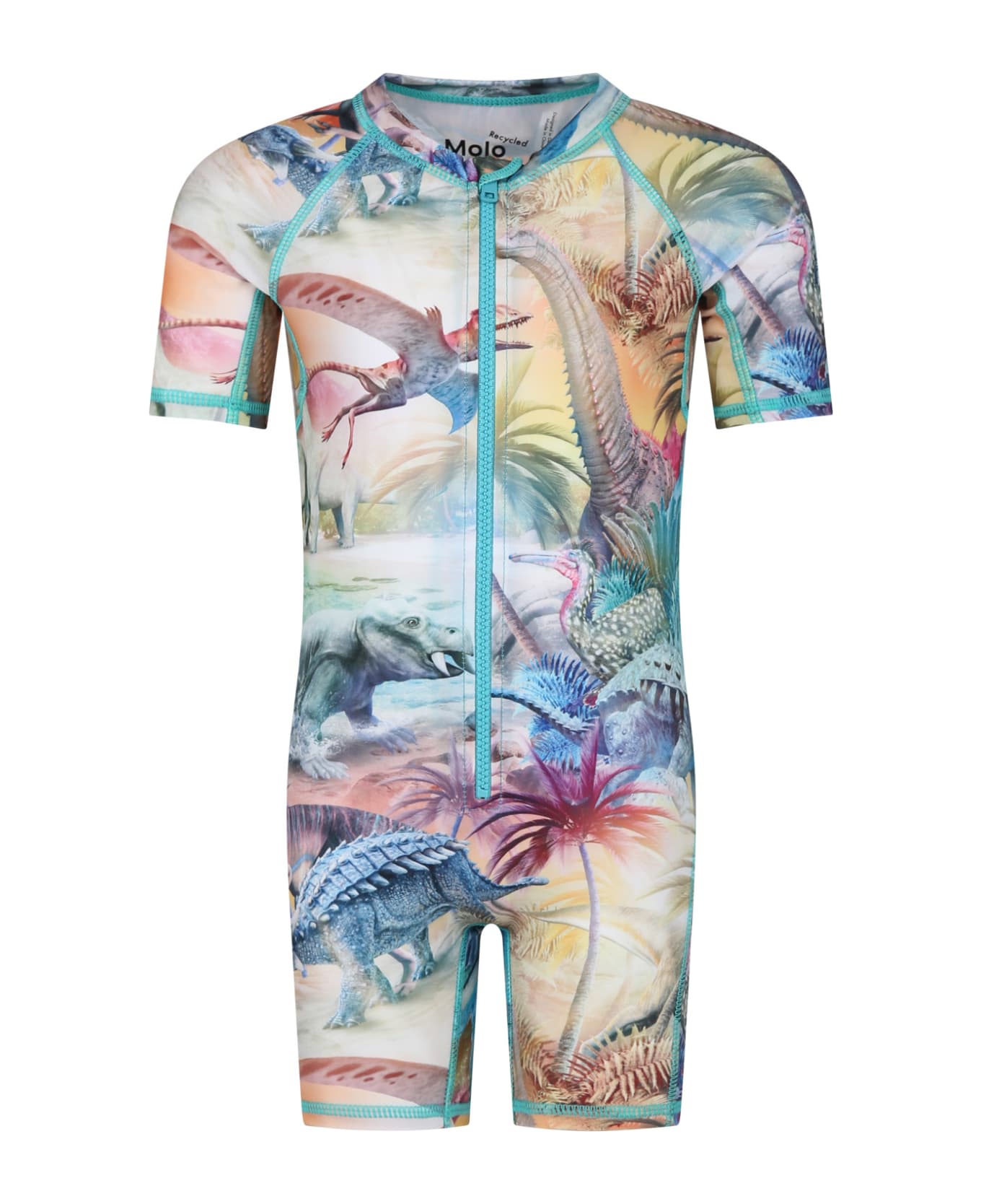 Molo Multicolor Anti-uv Swimsuit For Boy With Dinosaur Print - Multicolor