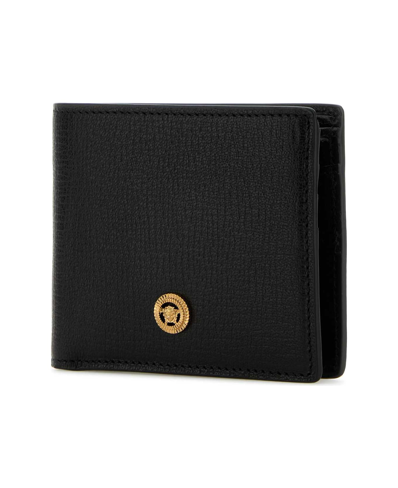 Versace Black Leather Medusa Biggie Wallet - BLACKVERSACEGOLD