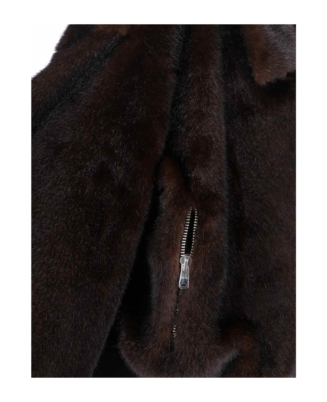 Coperni Faux Fur Bomber Jacket - Brown