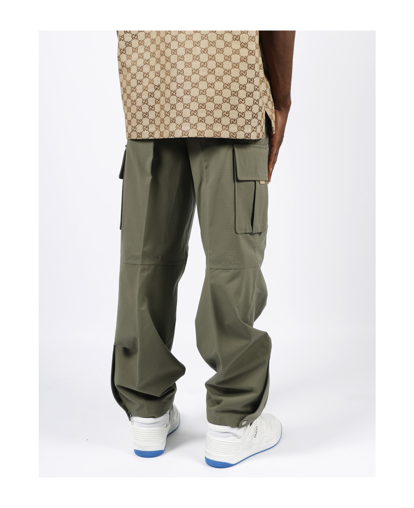Gucci Green 'cargo' Pants With Branded Details In Supreme Fabric In Cotton Man - Green