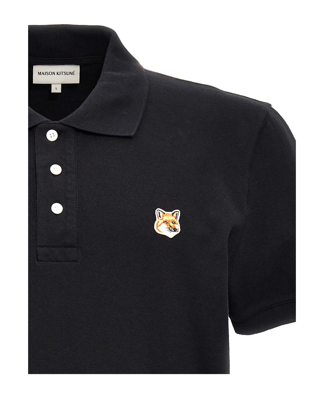 Maison Kitsuné 
fox Head
 Polo Shirt - Black   ポロシャツ