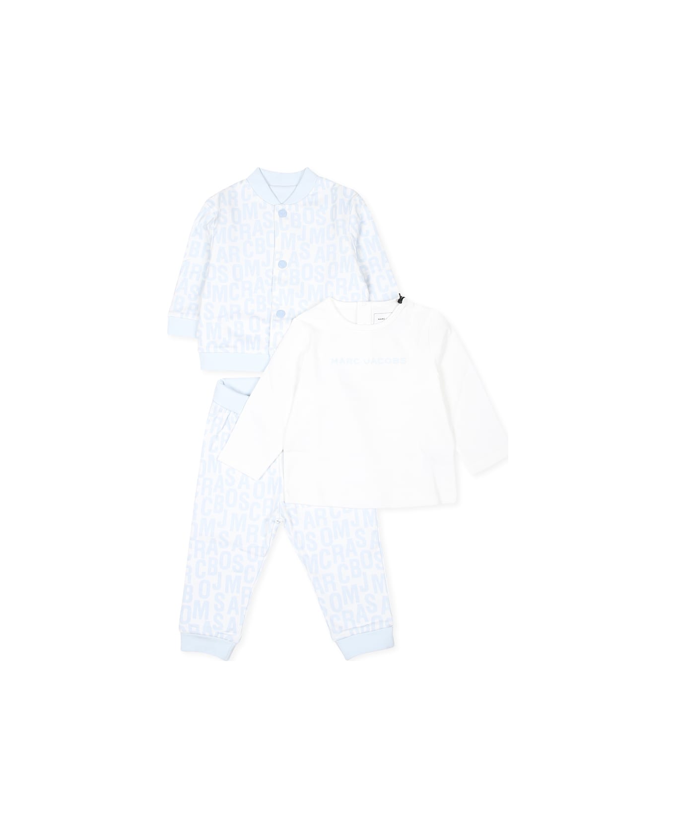 Marc Jacobs Light Blue Suit For Baby Boy With Logo - Light Blue
