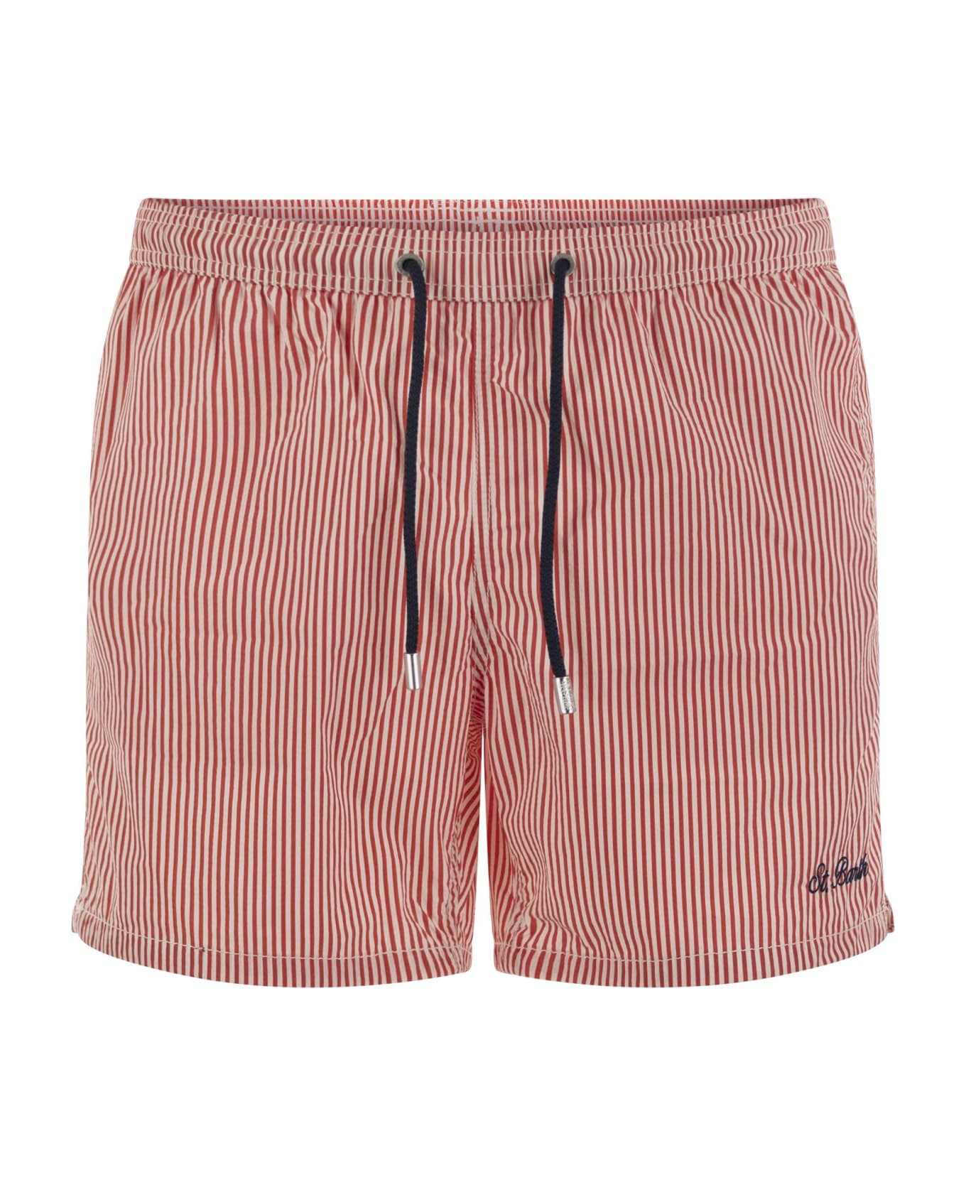 MC2 Saint Barth Patmos - Striped Beach Shorts - White/red