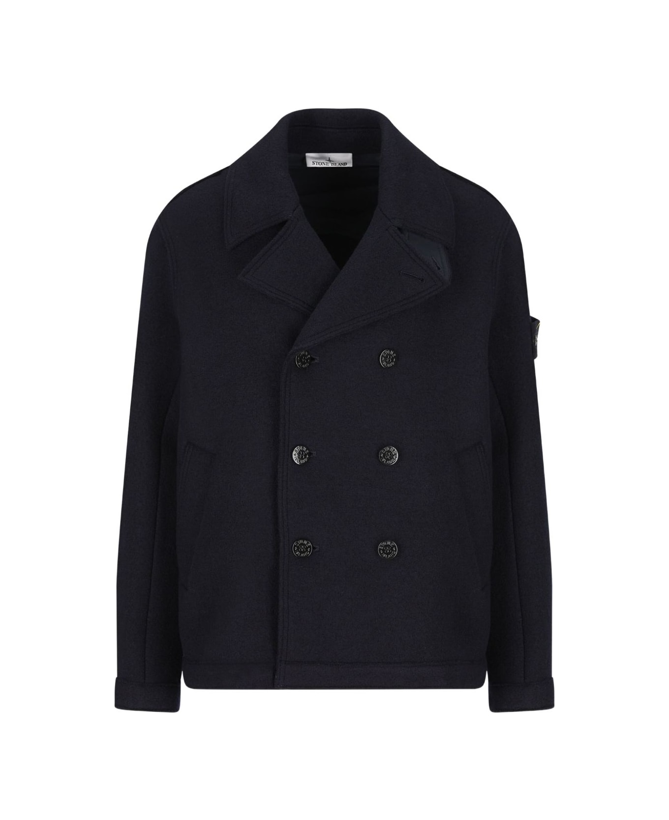 Stone Island Double-breasted Pea Coat - Blue