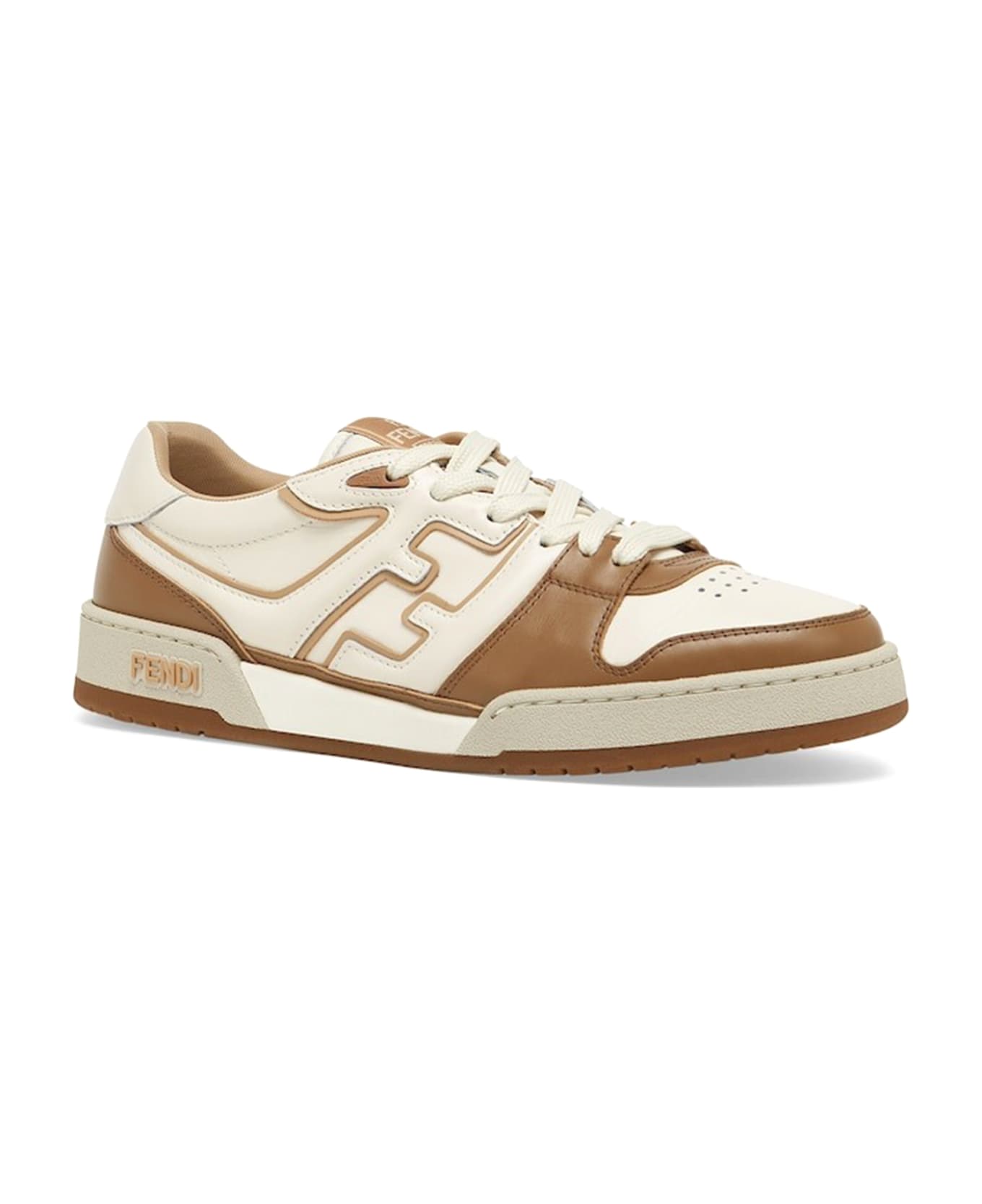 Fendi Low Top Sneaker In Brown Leather - NOCCIOLA BIANCO MOU MOU スニーカー