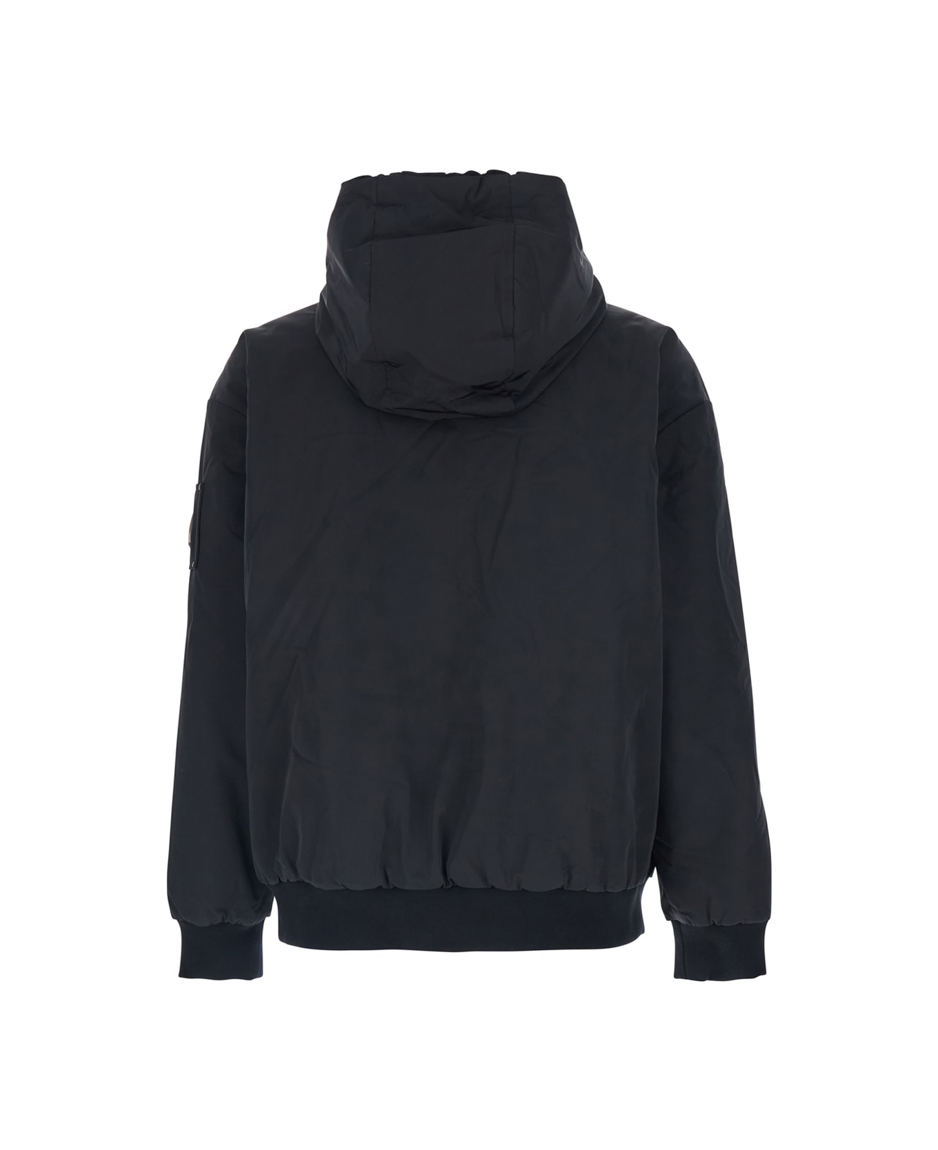 Moose Knuckles 
roland
 Black Reversible Sweatshirt With Drawstring Hood And Logo Plaque On The Sleeve In Tech Fabric And Ecofur Man - Black
