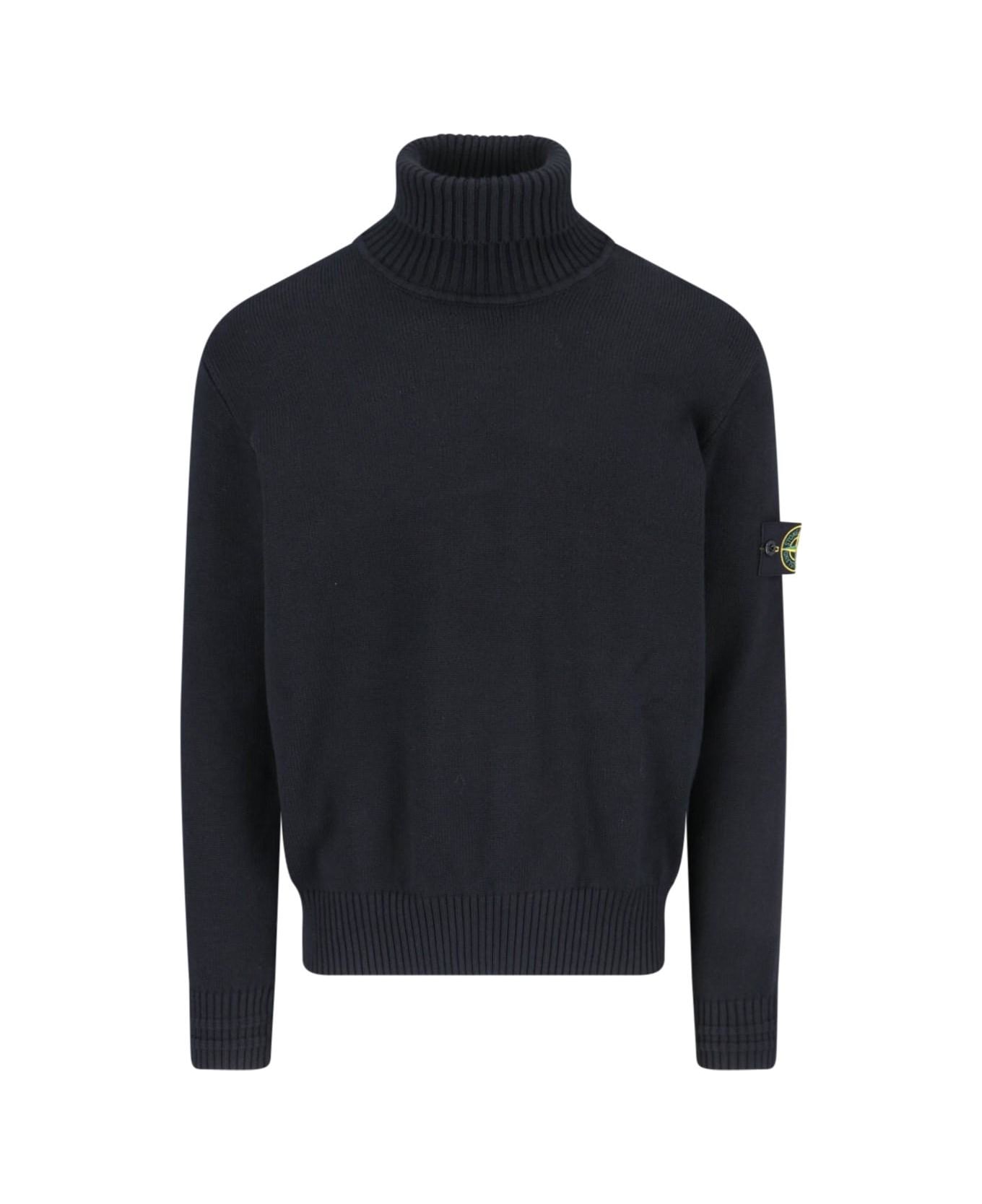Stone Island Classic Turtleneck Sweater - BLACK