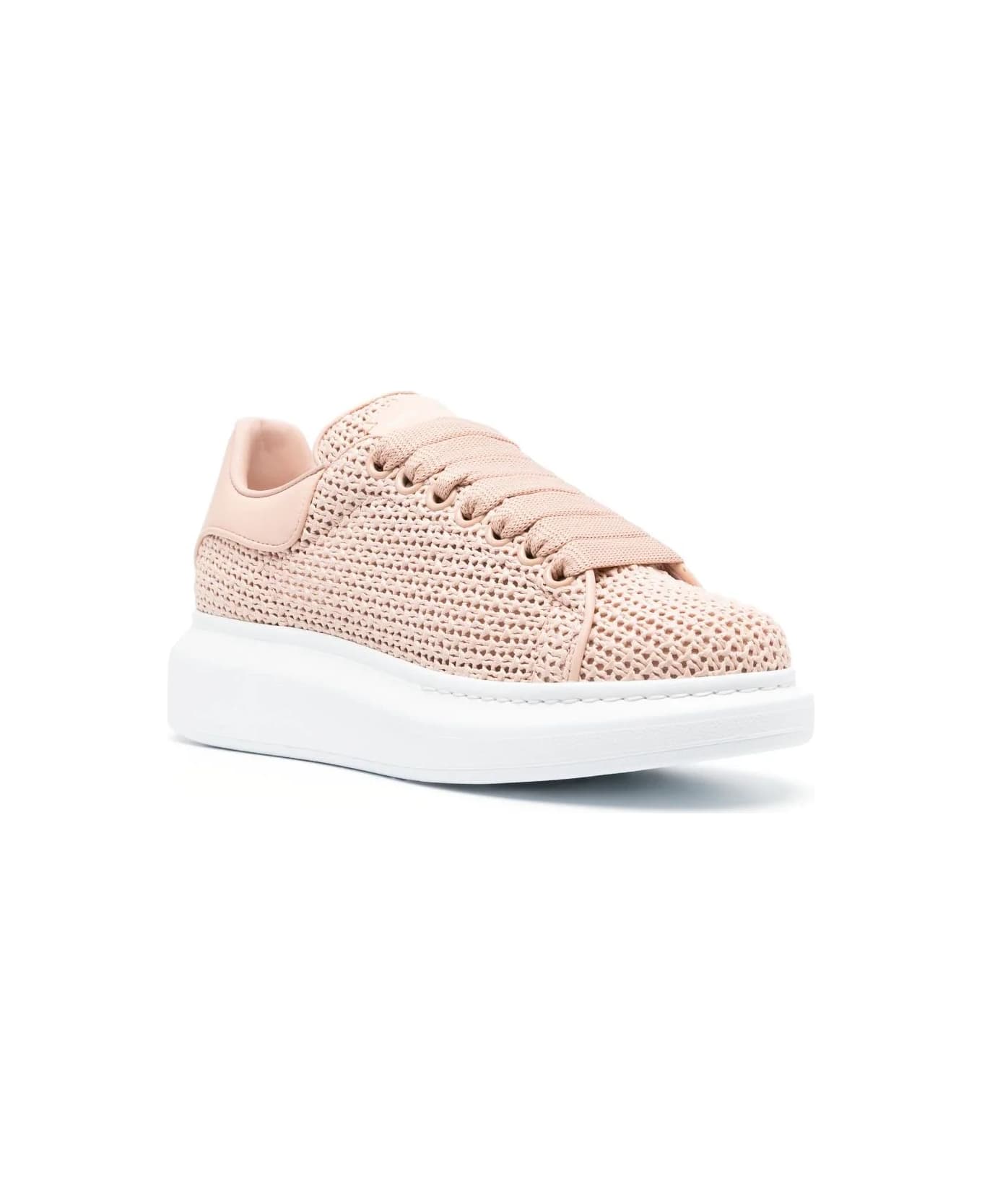 Alexander McQueen Crochet Sneakers With Leather Heel - Pink ウェッジシューズ