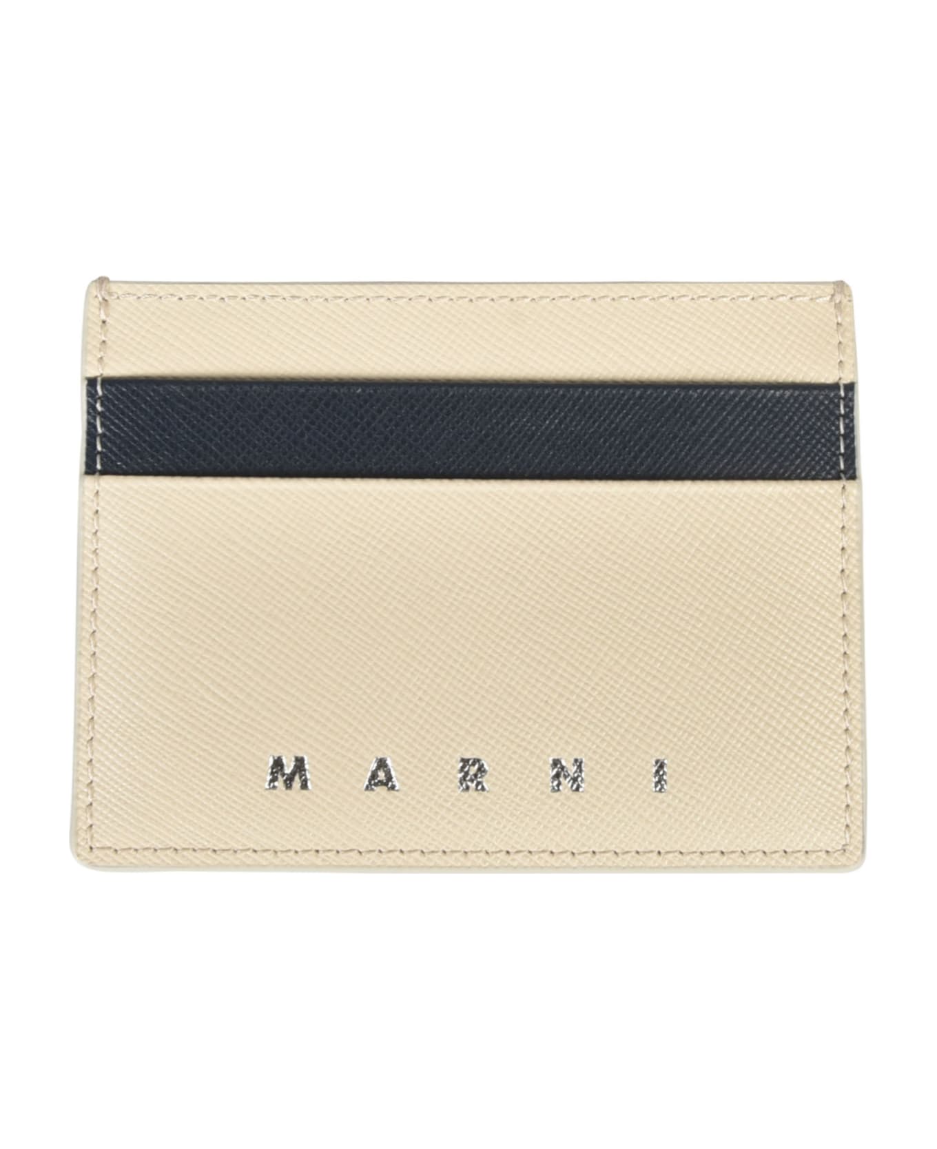Marni Exposed Stitch Logo Card Holder - Beige blu
