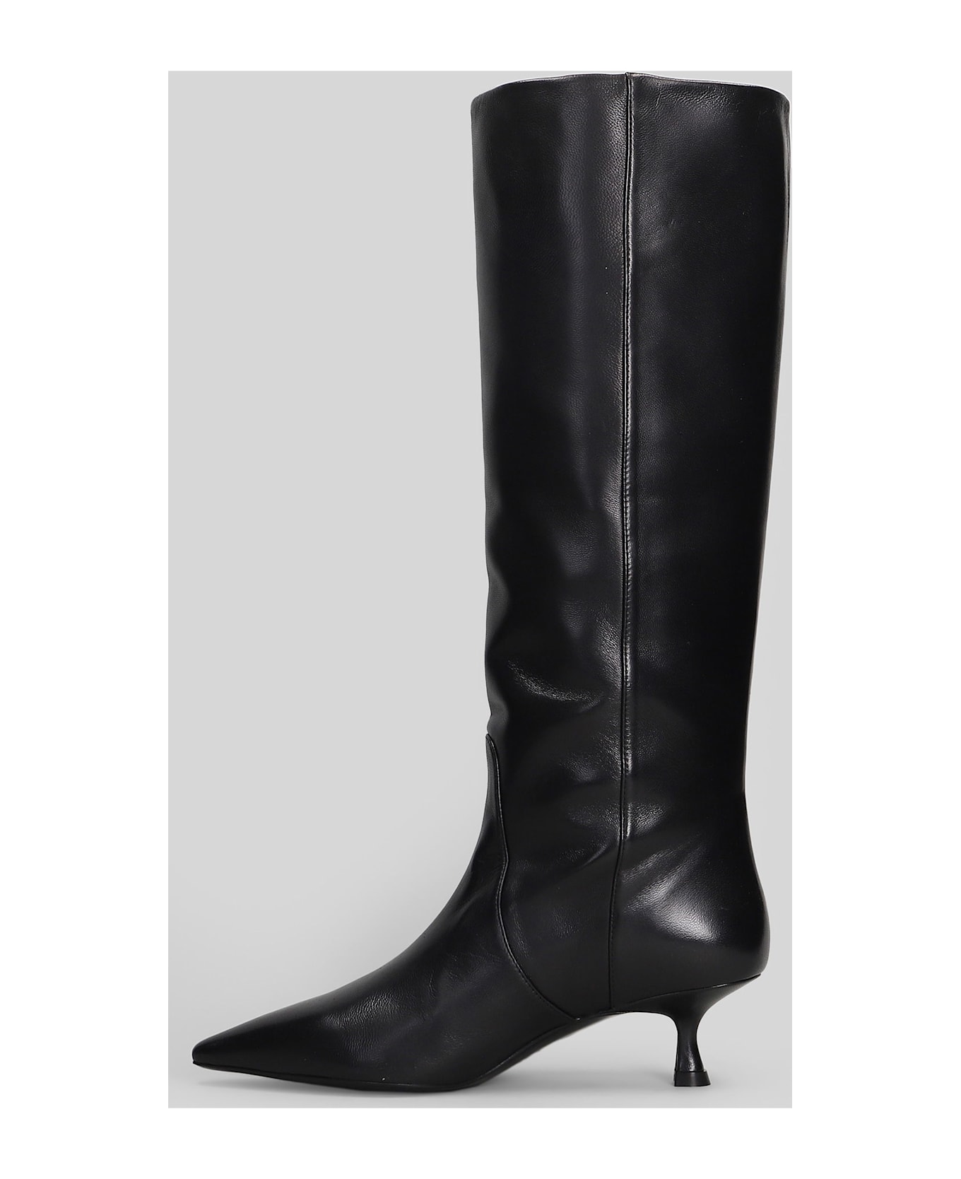 Stuart Weitzman Naomi 50 High Heels Boots In Black Leather - black