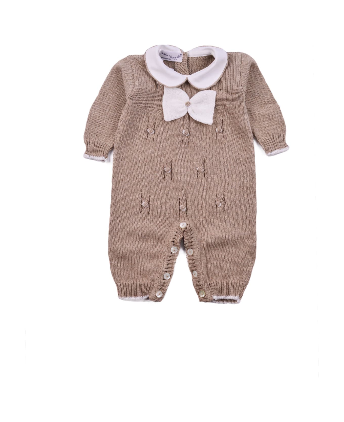 Piccola Giuggiola Knitted Romper - Brown ボディスーツ＆セットアップ
