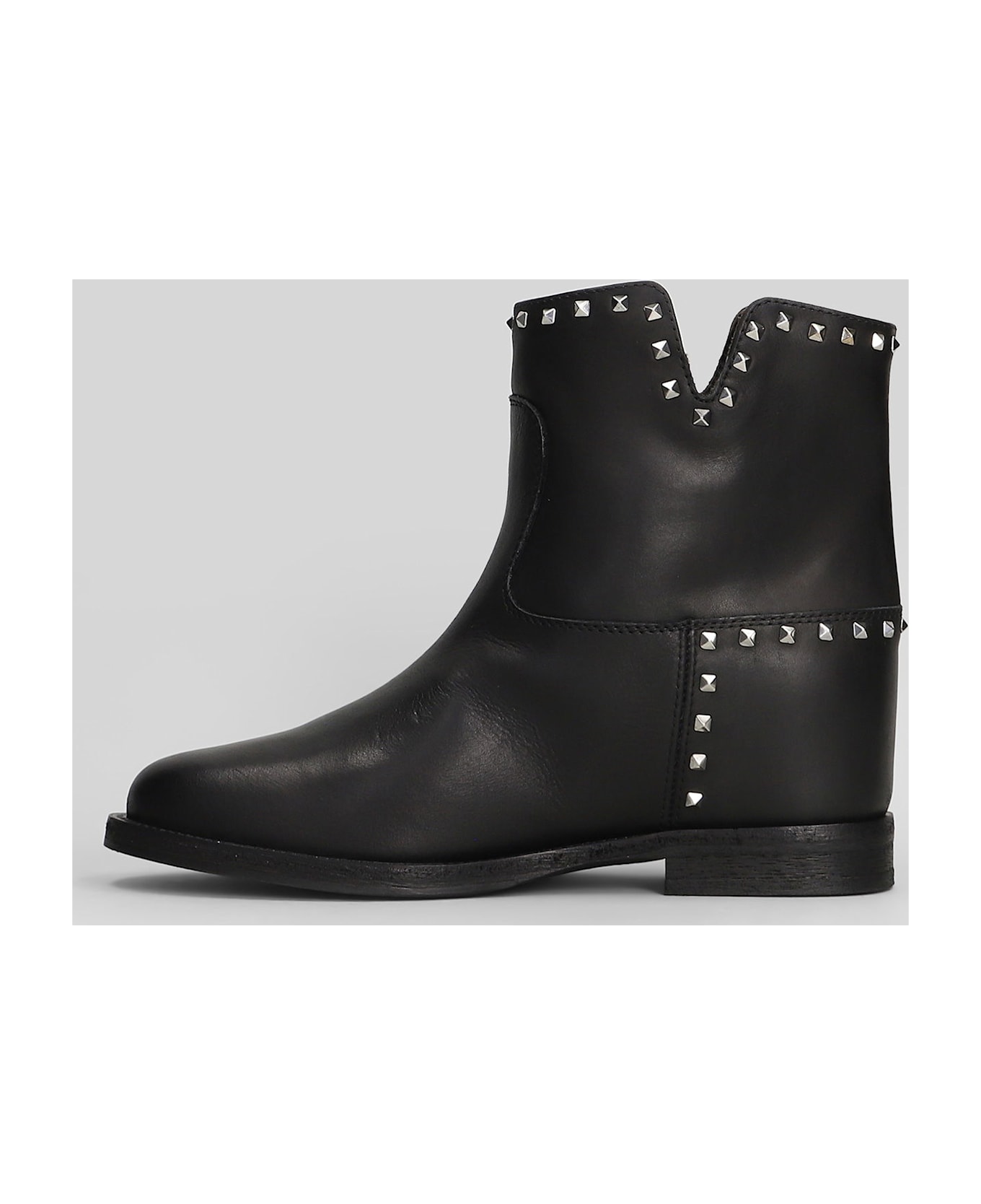 Via Roma 15 Ankle Boots Inside Wedge In Black Leather - black