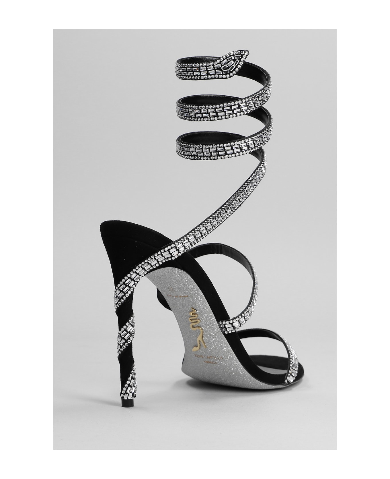 René Caovilla Sandals In Black Leather - black