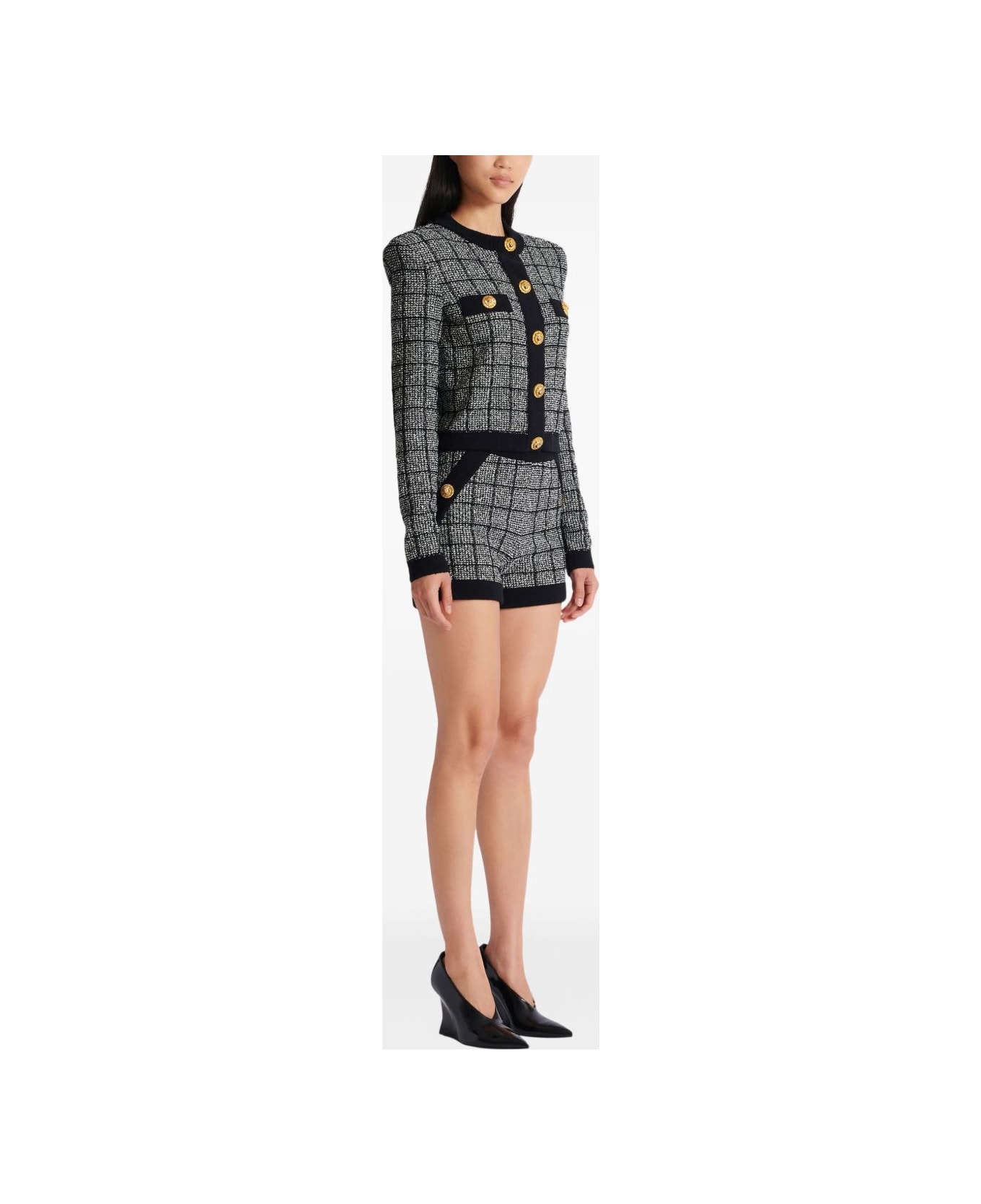 Balmain Tweed Cardigan - Black