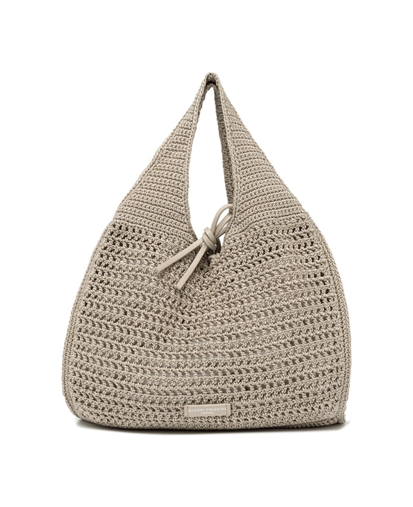 Gianni Chiarini Gray Euforia Shopping Bag In Crochet Fabric - PERLA