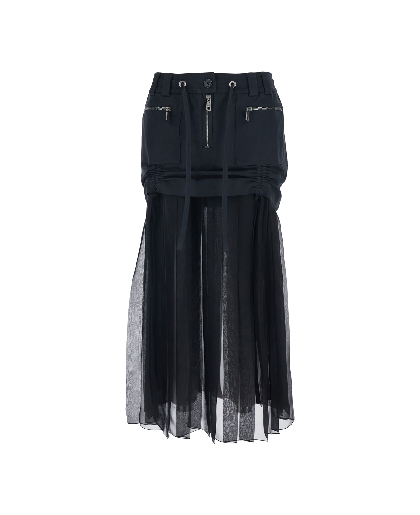 Dolce 
Gabbana Black Skirt With Pleated Design And Drawstring Waist In Silk Blend Stretch Woman - Black