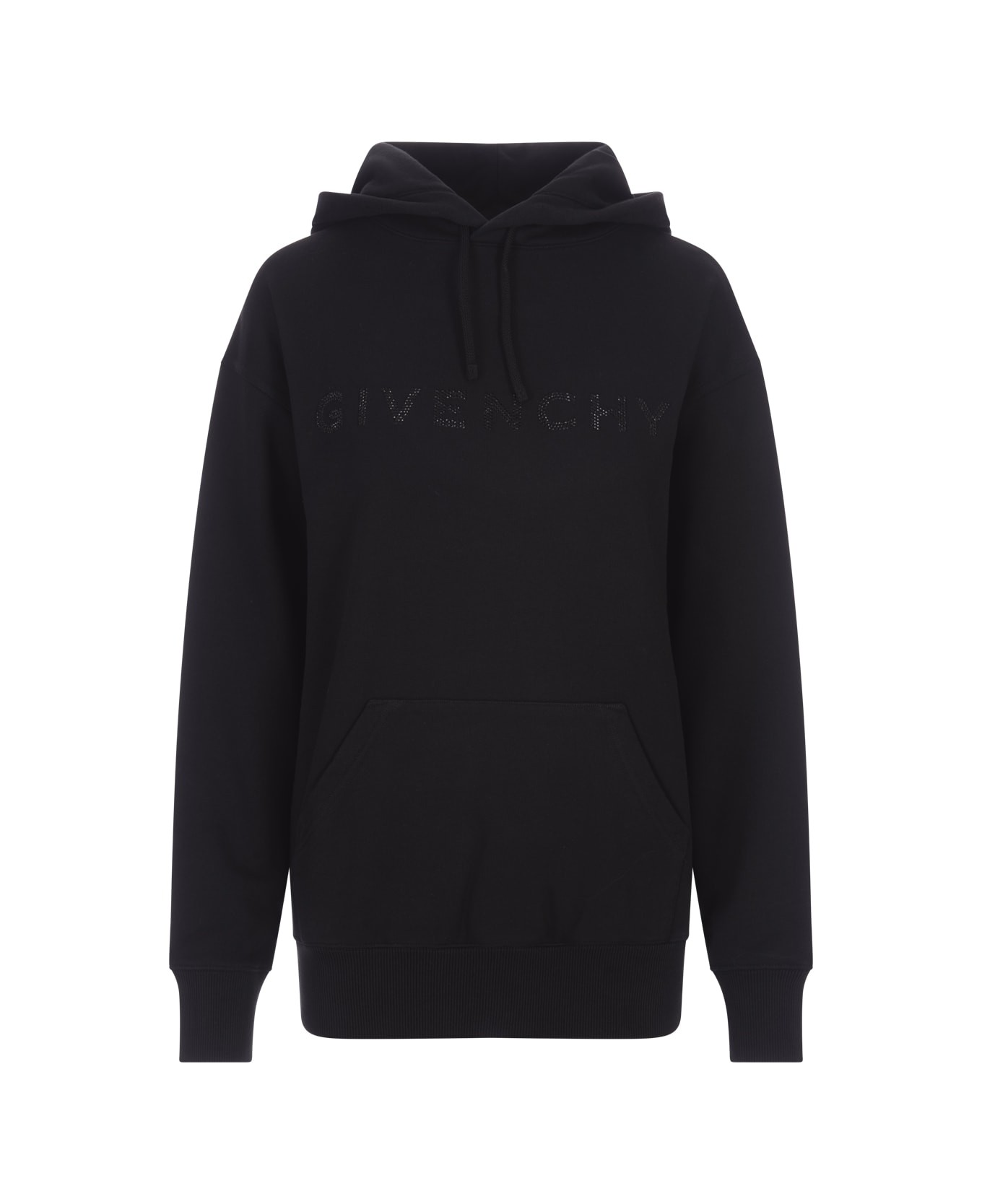 Givenchy Black Hoodie With Rhinestone Logo フリース